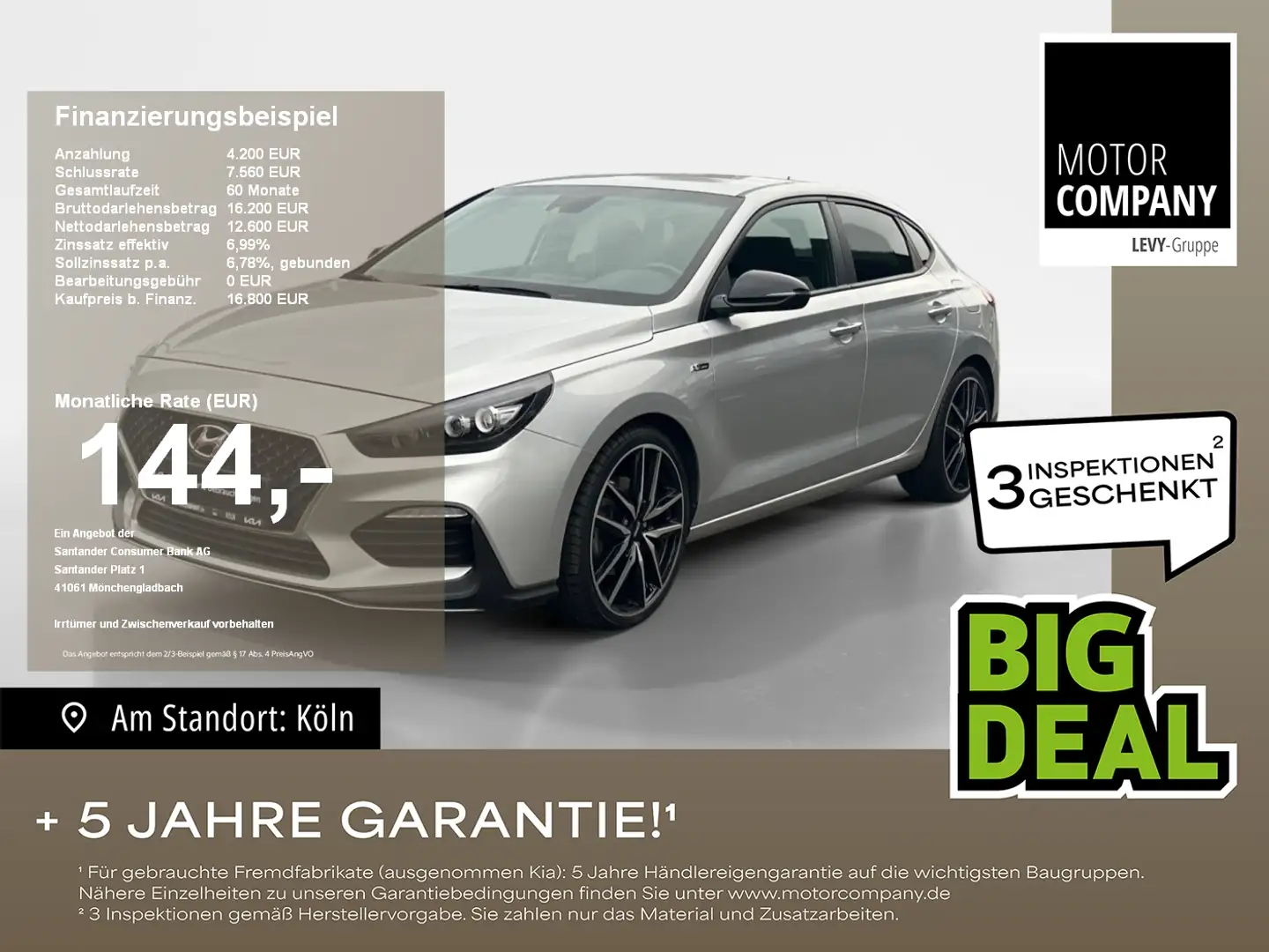 Hyundai i30 N-Line Schalter+Klimaaut.+PDC+Bluetooth Silber - 1