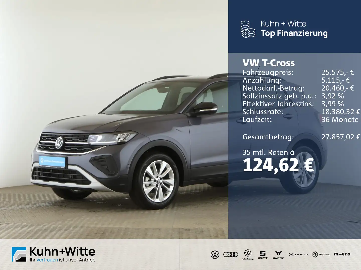 Volkswagen T-Cross 1.0 TSI Goal *AHK*LED*PDC*Navi*AppleCar* Grau - 1