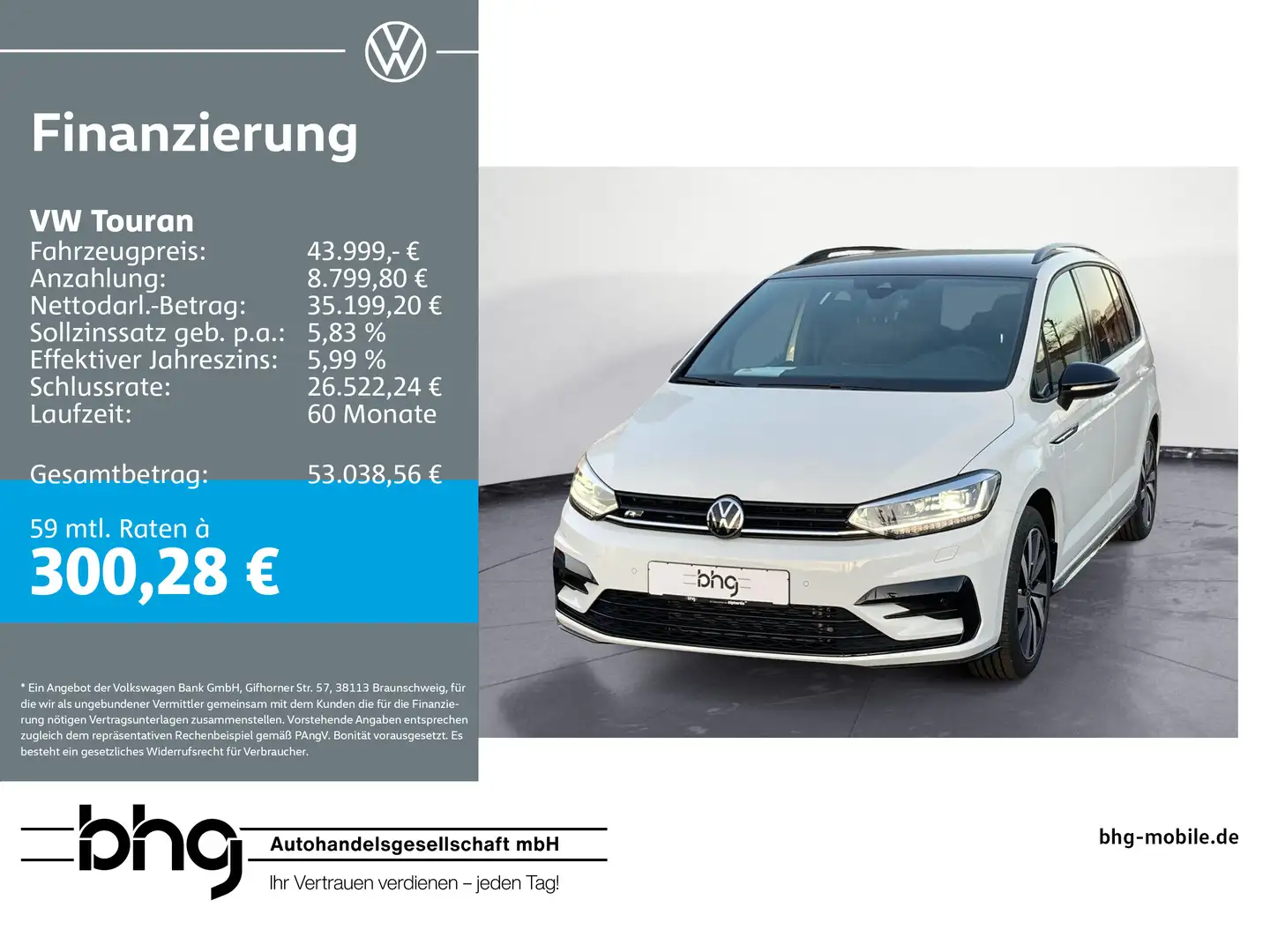 Volkswagen Touran Highline 2,0l TDI SCR 150 PS 7-Gang-DSG Weiß - 1