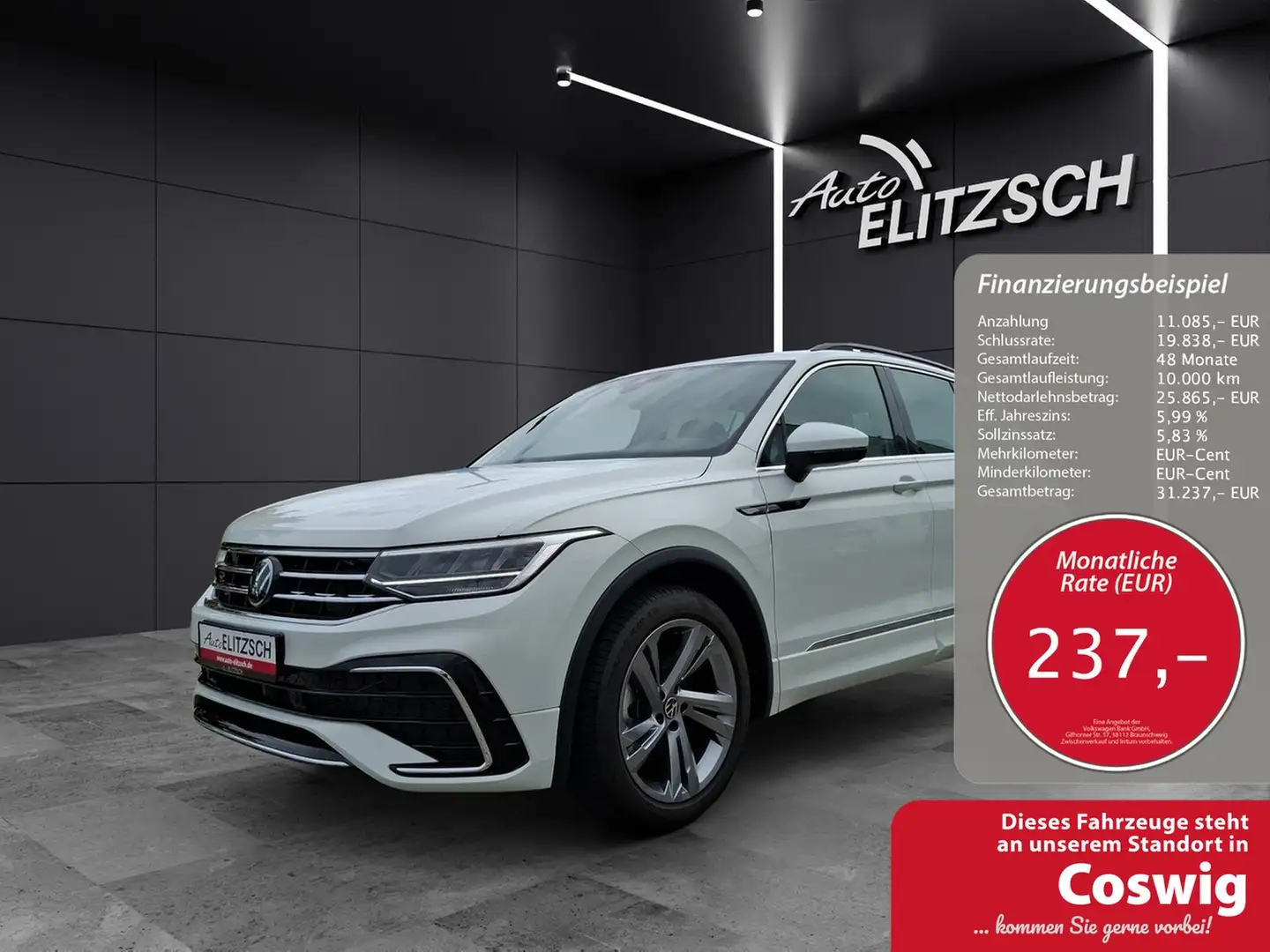 Volkswagen Tiguan R-Line TSI DSG LED ACC SH LRHzg 19" AID PDC App... Weiß - 1
