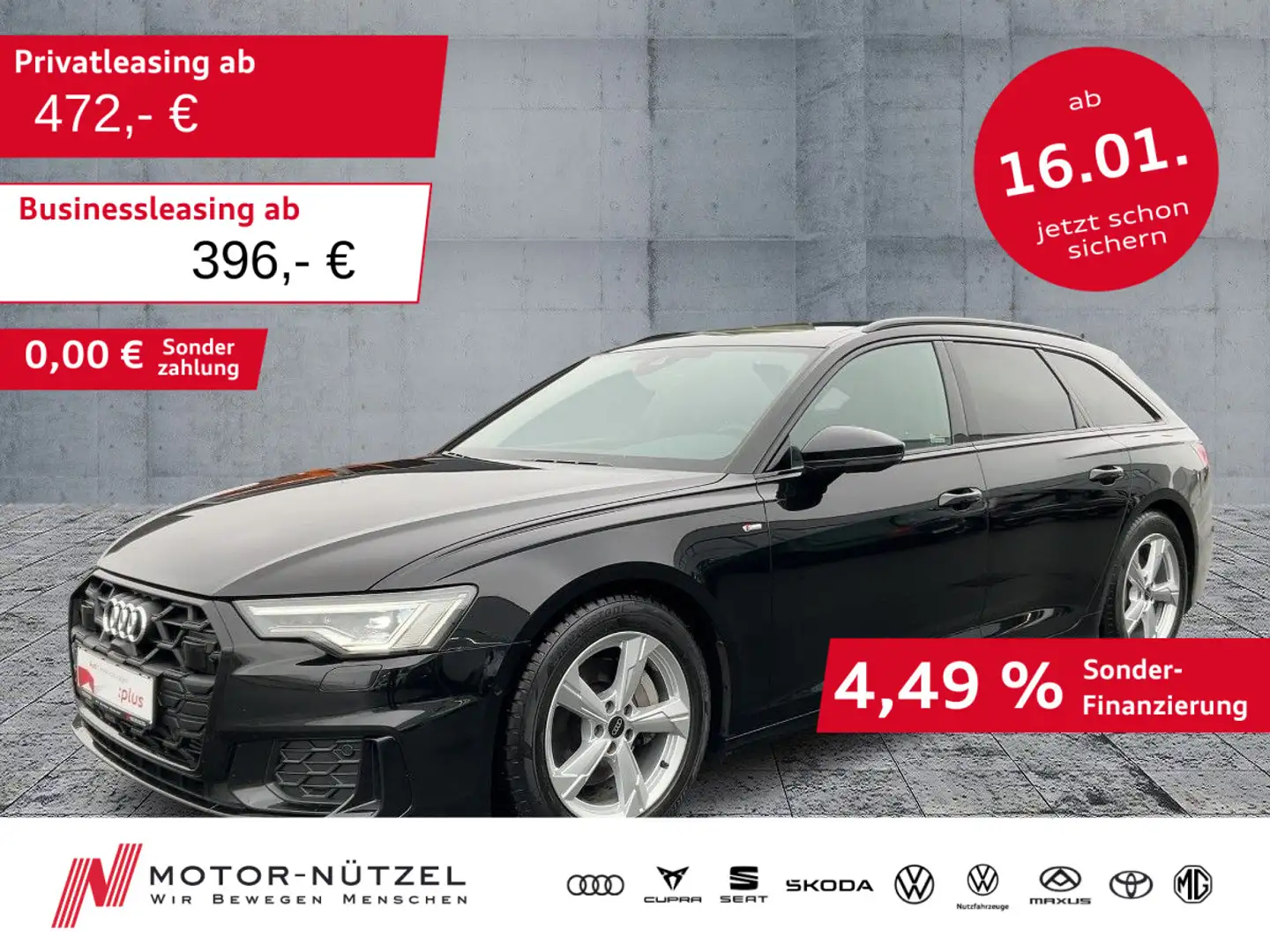 Audi A6 45 TFSI S-LINE MATRIX+NAVI+RFK+ACC+AHK Schwarz - 1
