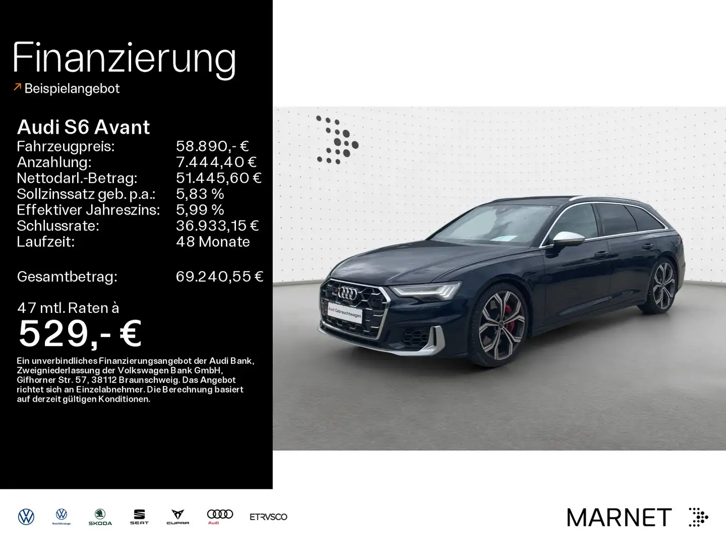 Audi S6 TDI *Navi*Matrix*B&O*PDC*Pano*Virtual C Bleu - 1