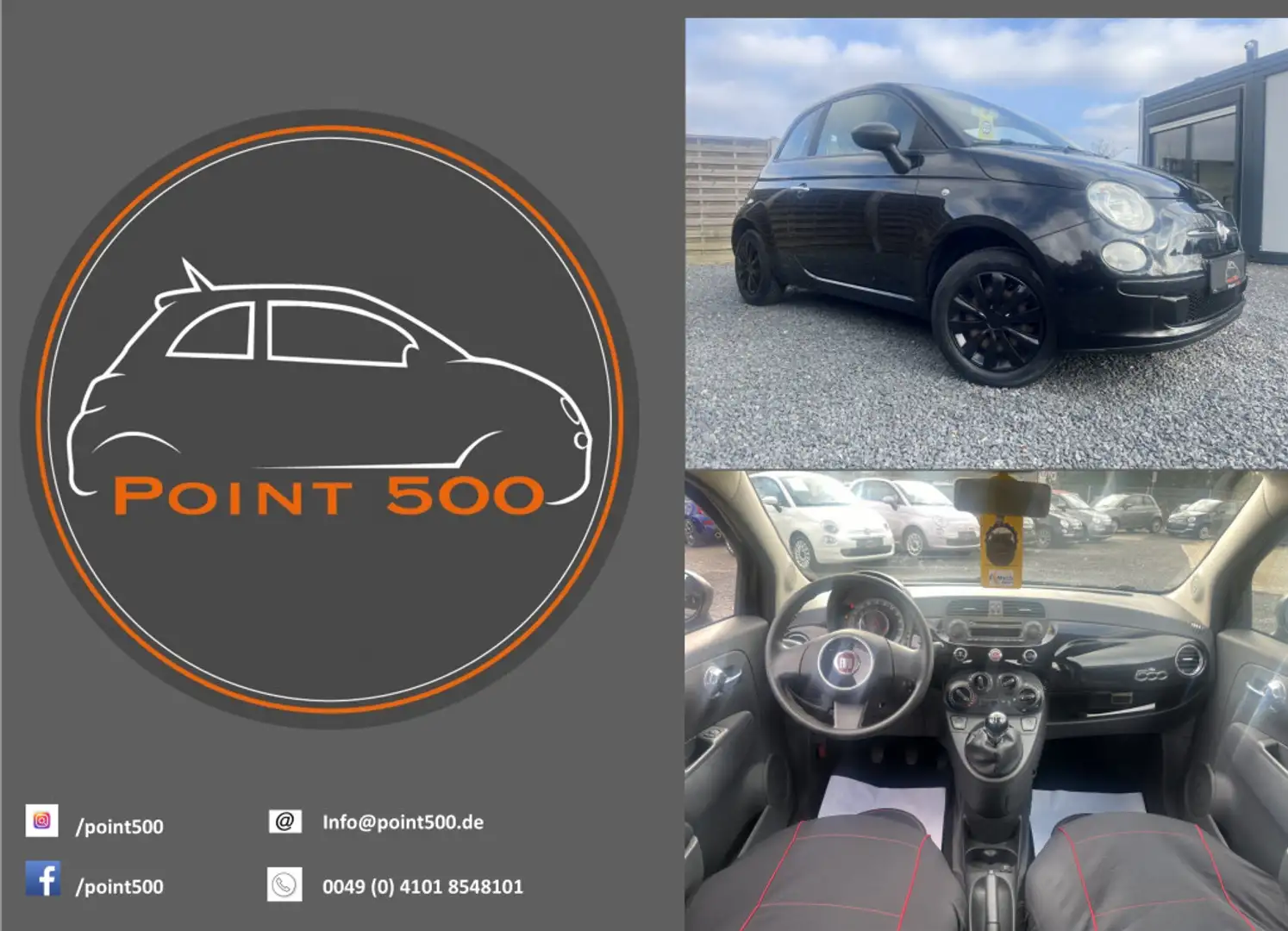 Fiat 500 76tkm Zahnriemen neu RIESENAUSWAHL FIAT500!! Schwarz - 1