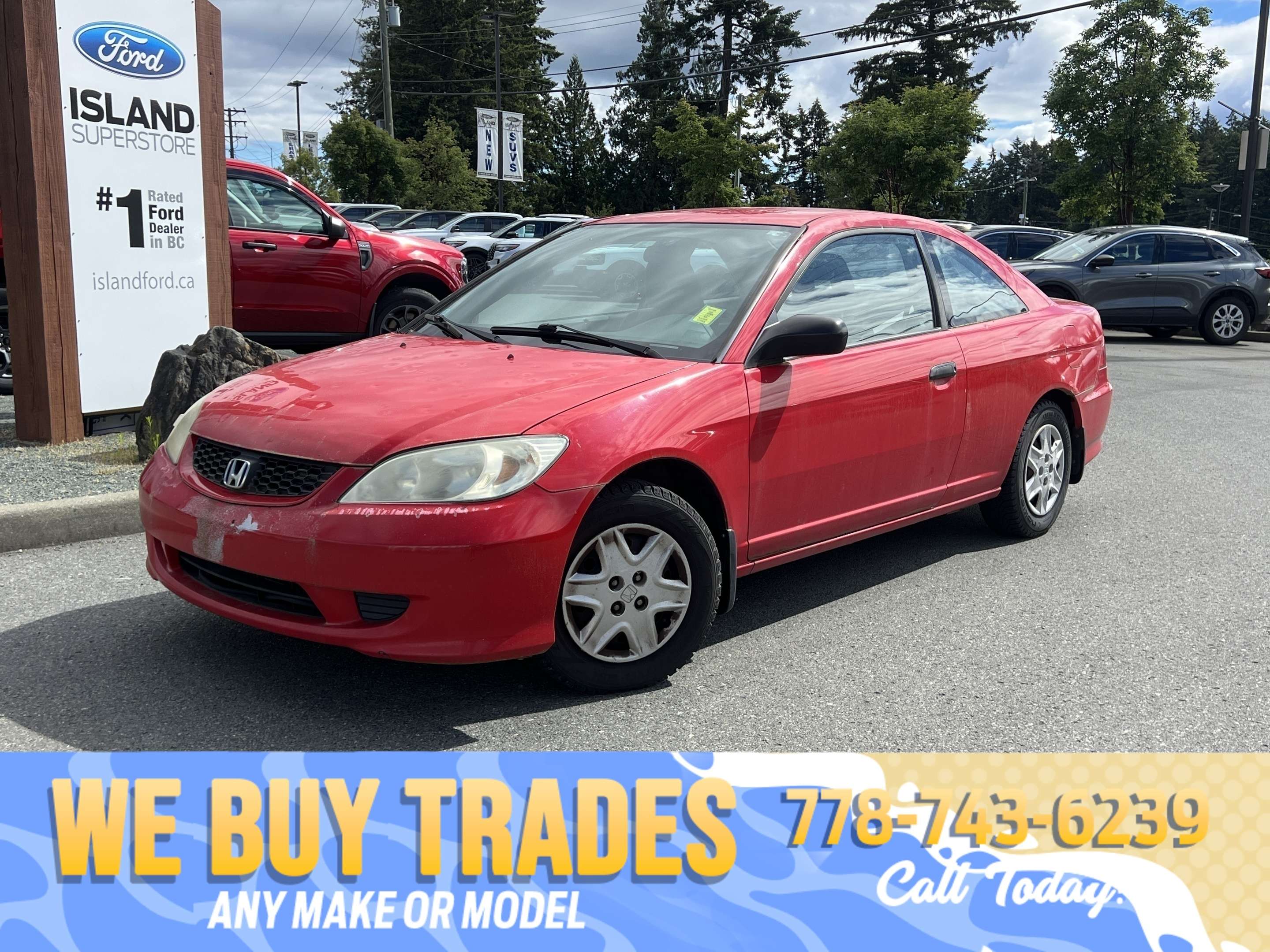 Red 2004 Honda Civic Coupe Coupe Automatic