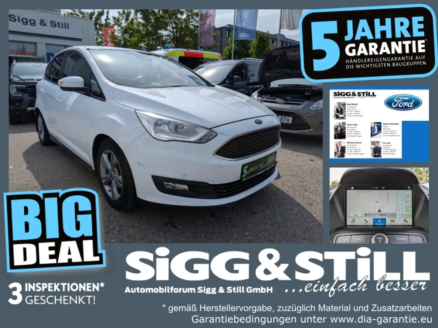 Ford C-Max 1.5 Cool&Connect AT NAV*KLIMAAUT*SHZ*PARKASS Weiß - 1