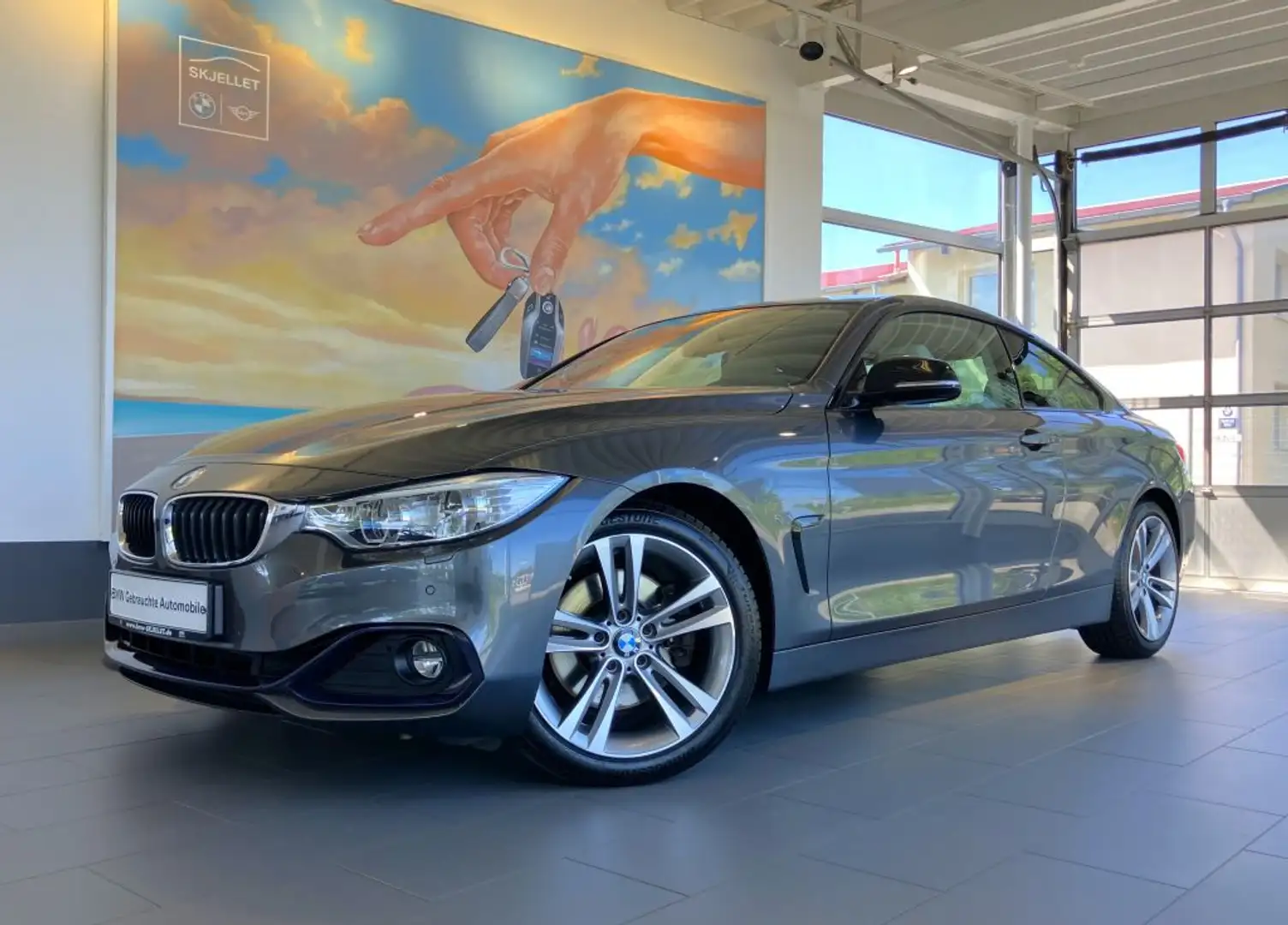 BMW 428 i Coupe Sport Line LEDer+KAM+STANDH+HARM+AHK+DAB Grau - 1