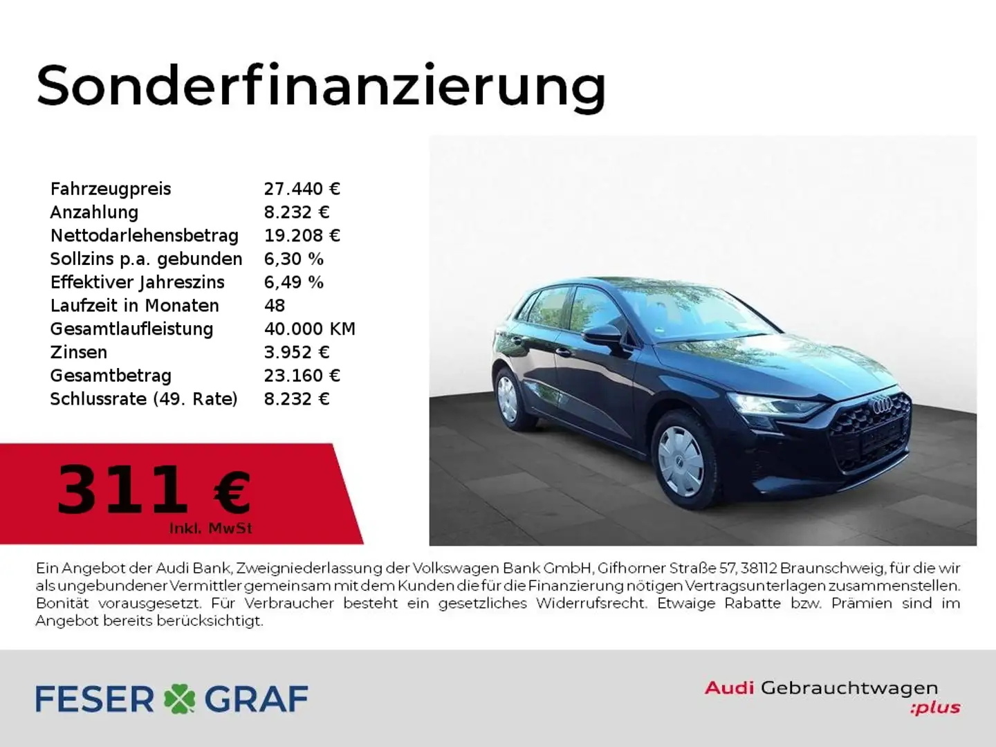 Audi A3 30 TFSI S tronic SmartphoneI,PDC,Sitzhzg Schwarz - 1
