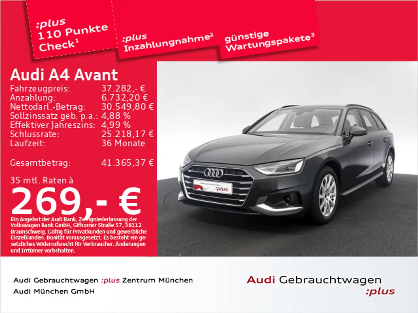 Audi A4 40 TDI S tronic Advanced StdHzg/Navi Grau - 1