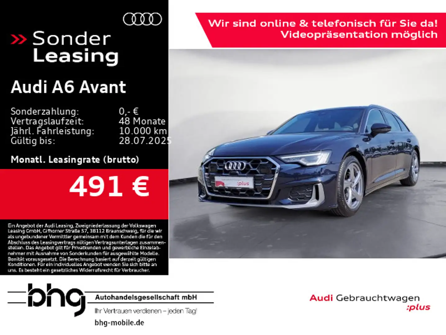 Audi A6 40 TDI quattro S-Line Matrix Pano ACC Blau - 1