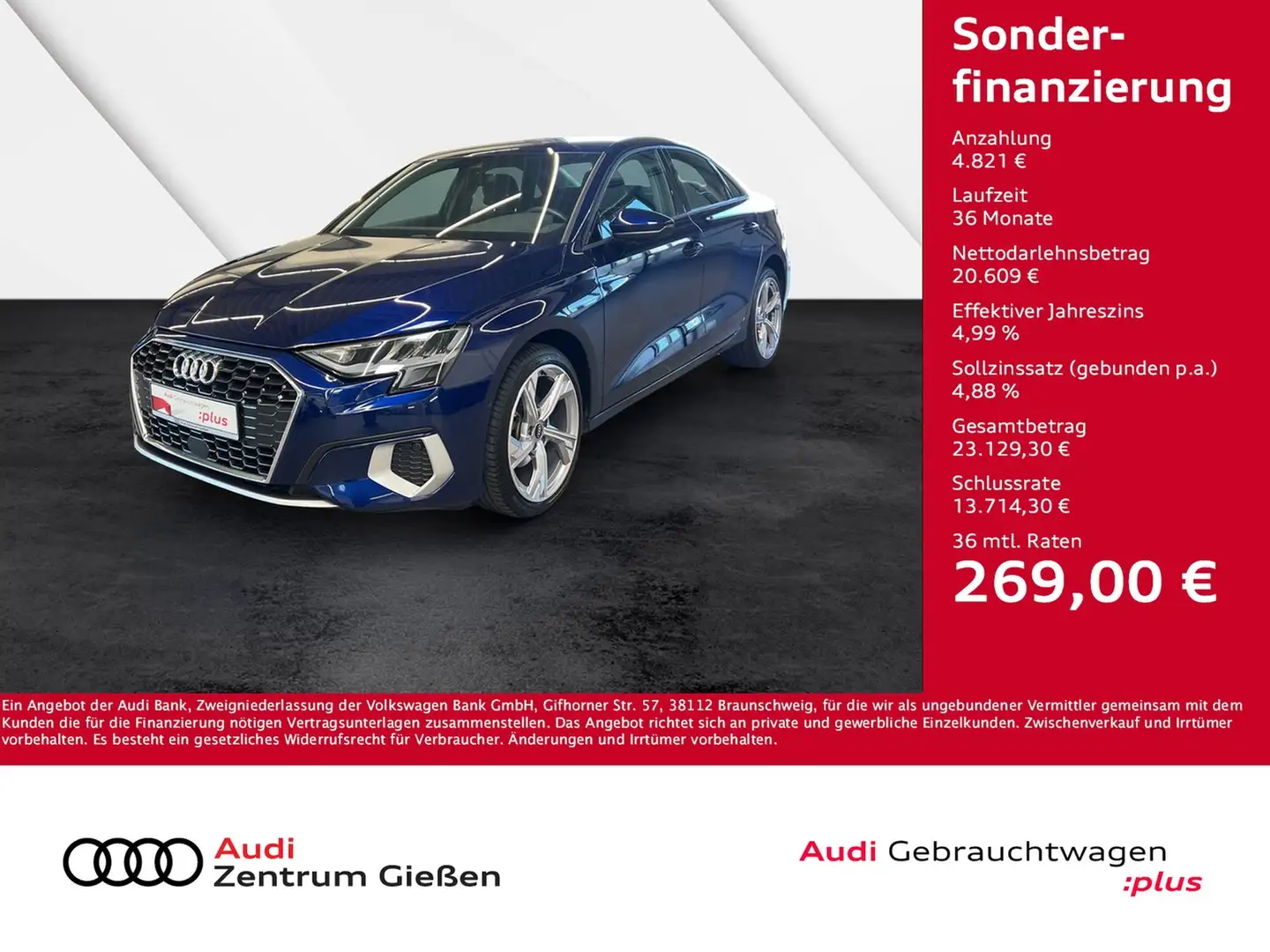 Audi A3 Limousine 35 TDI S-tronic advanced Navi Kamera Blau - 1