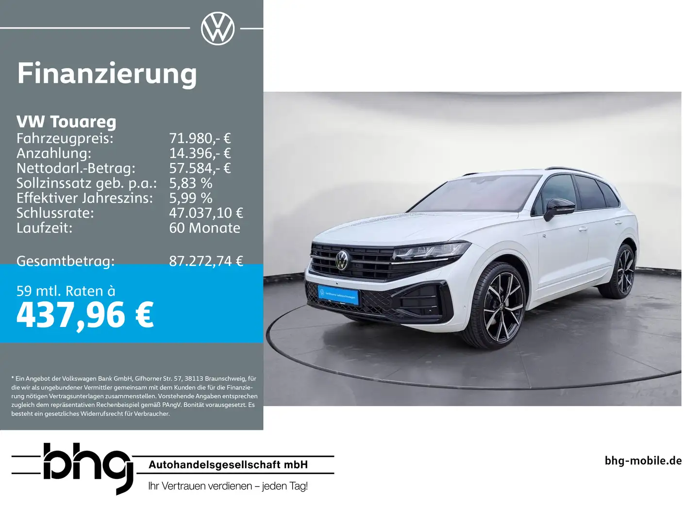 Volkswagen Touareg TDI R-Line IQ.Drive Pano Massage Dynaudi Weiß - 1