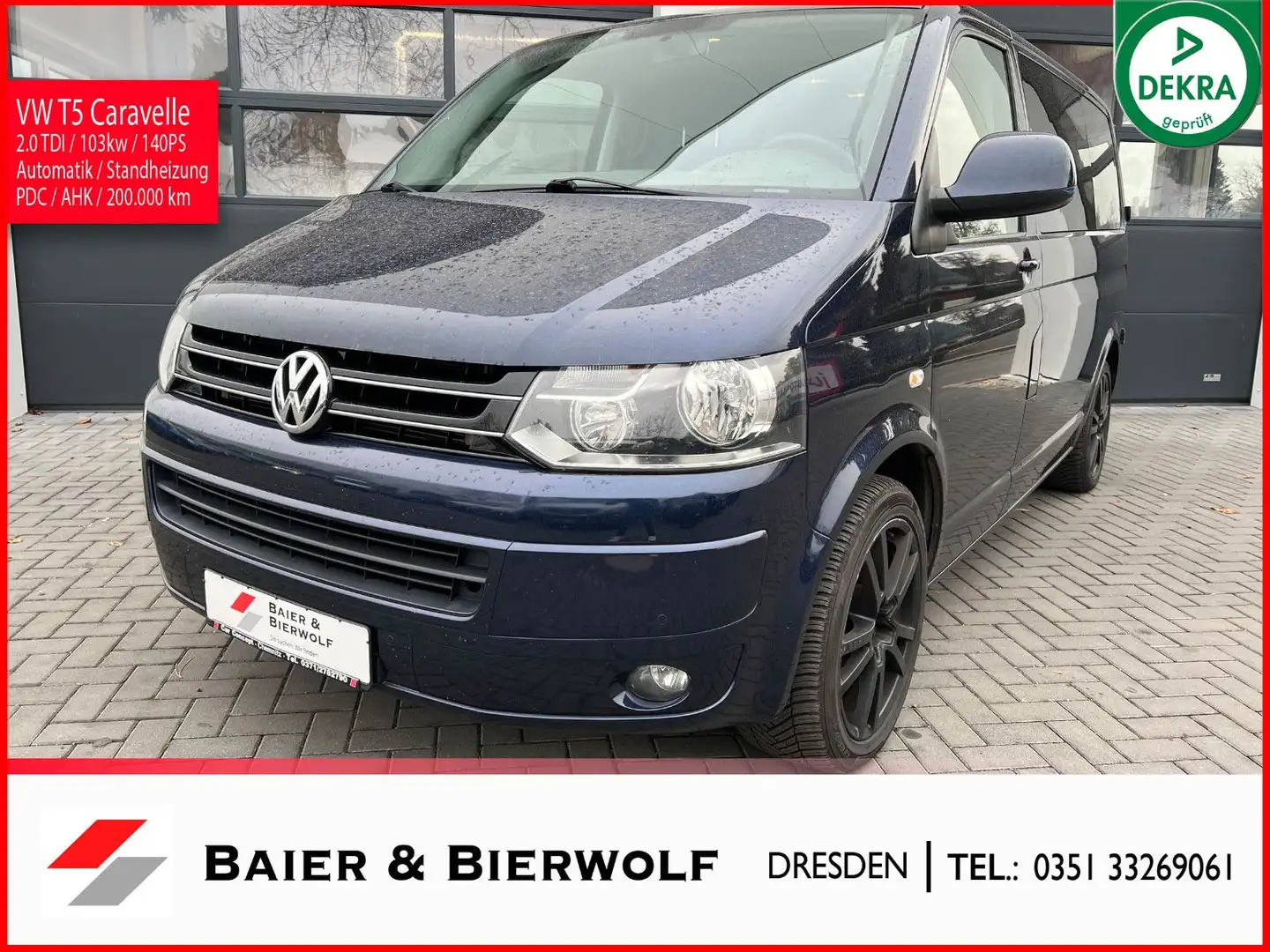 Volkswagen T5 Caravelle Comfort. Klima Standheizung PDC AHK Blau - 1
