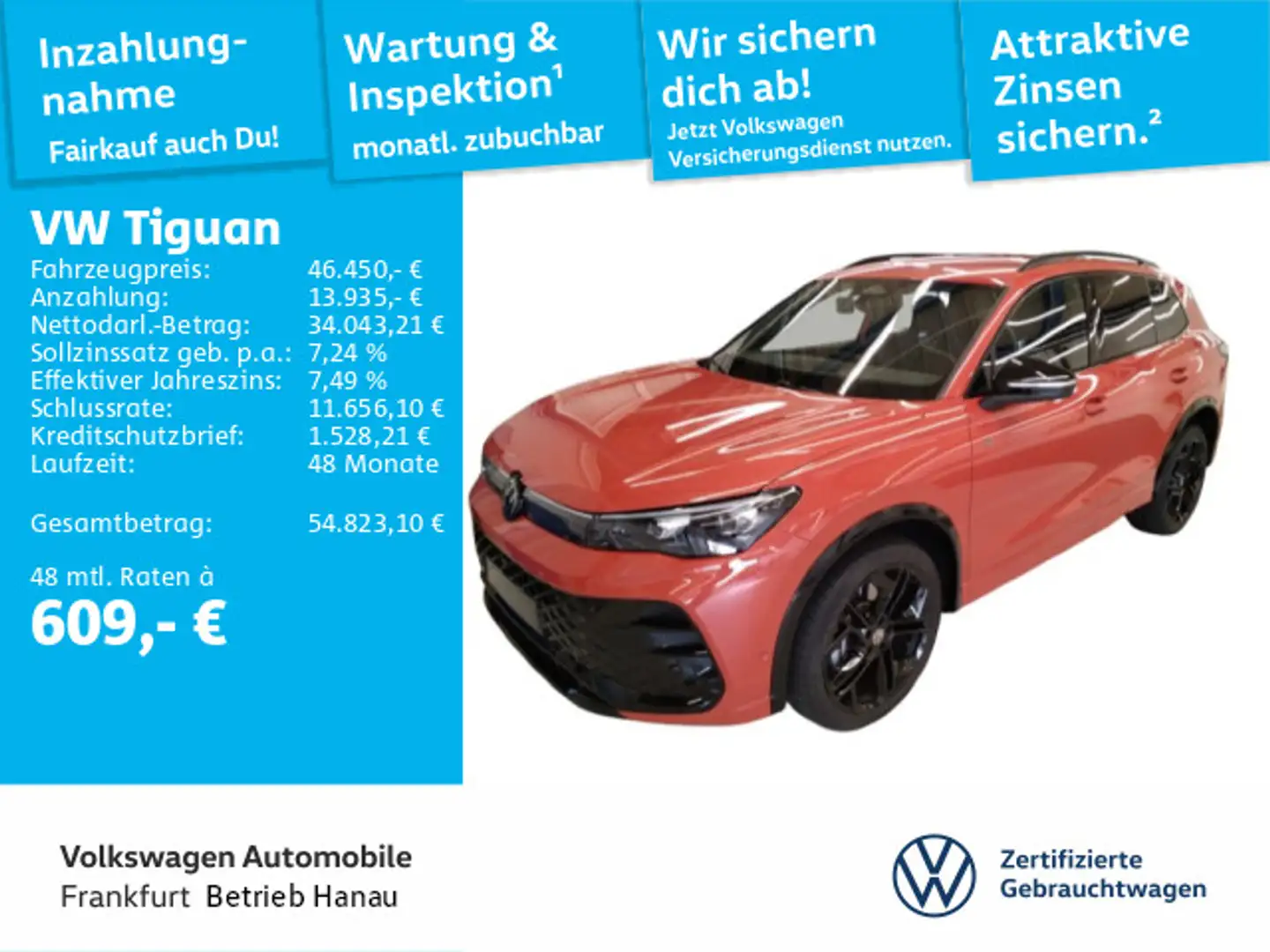 Volkswagen Tiguan 2.0 TDI DSG R-Line 4Motion Navi AHK IQ.LI Rot - 1