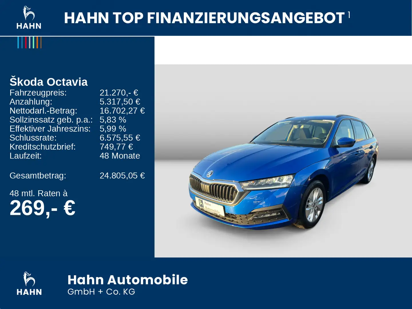 Skoda Octavia Combi 2.0TDI DSG Ambition LED Navi AHK Blau - 2