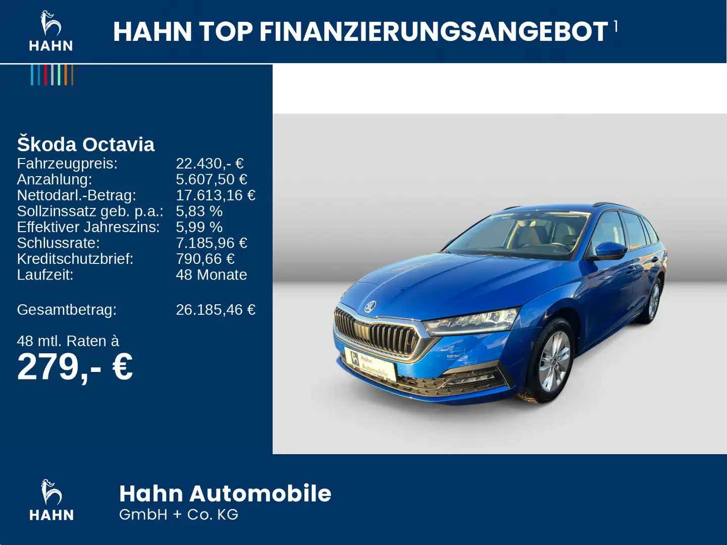 Skoda Octavia Combi 2.0TDI DSG Ambition LED Navi AHK Blau - 2