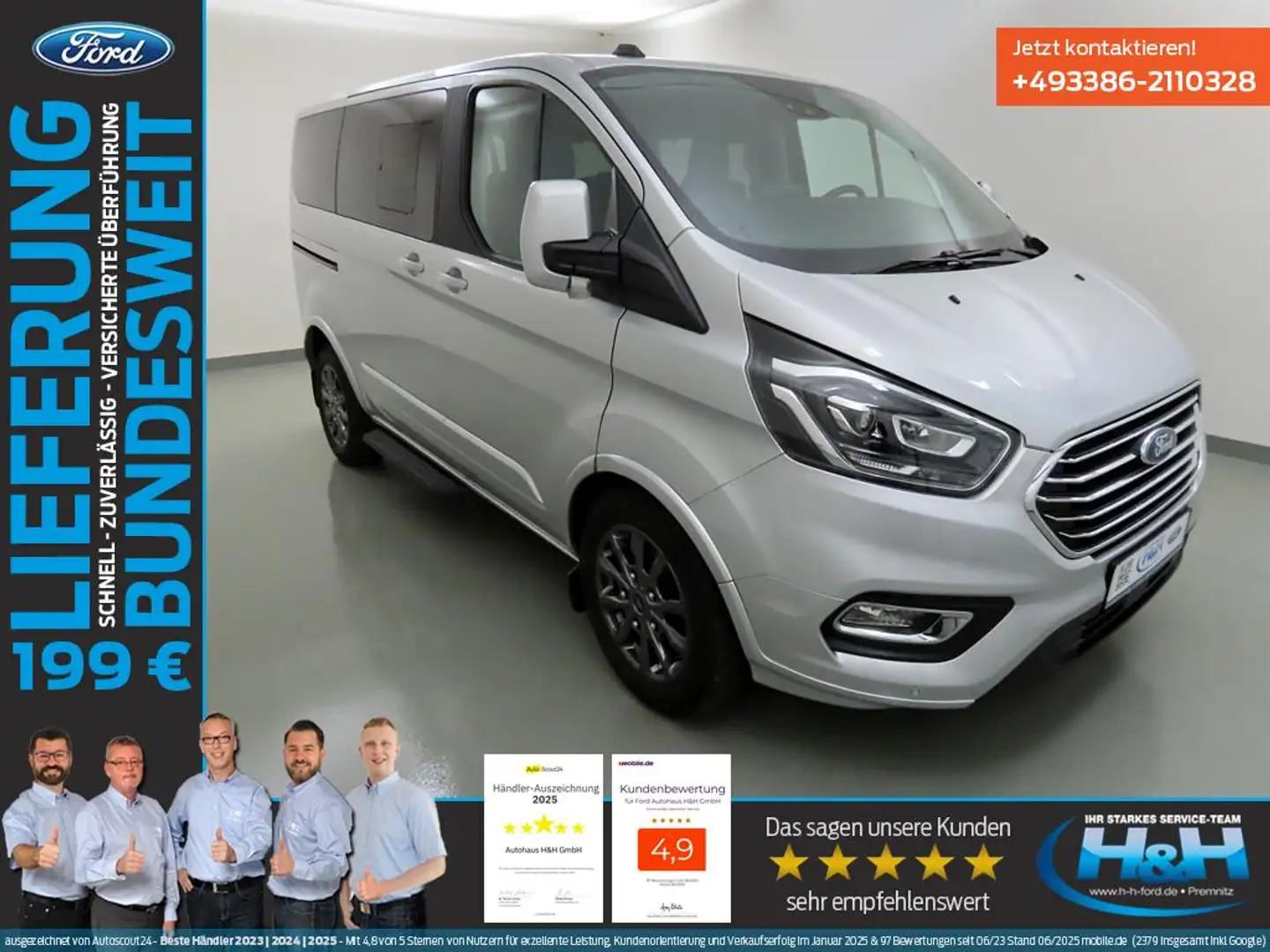 Ford Tourneo Custom 2.0 Aut 320L1 TitaniumX AHK+Xenon Silber - 2