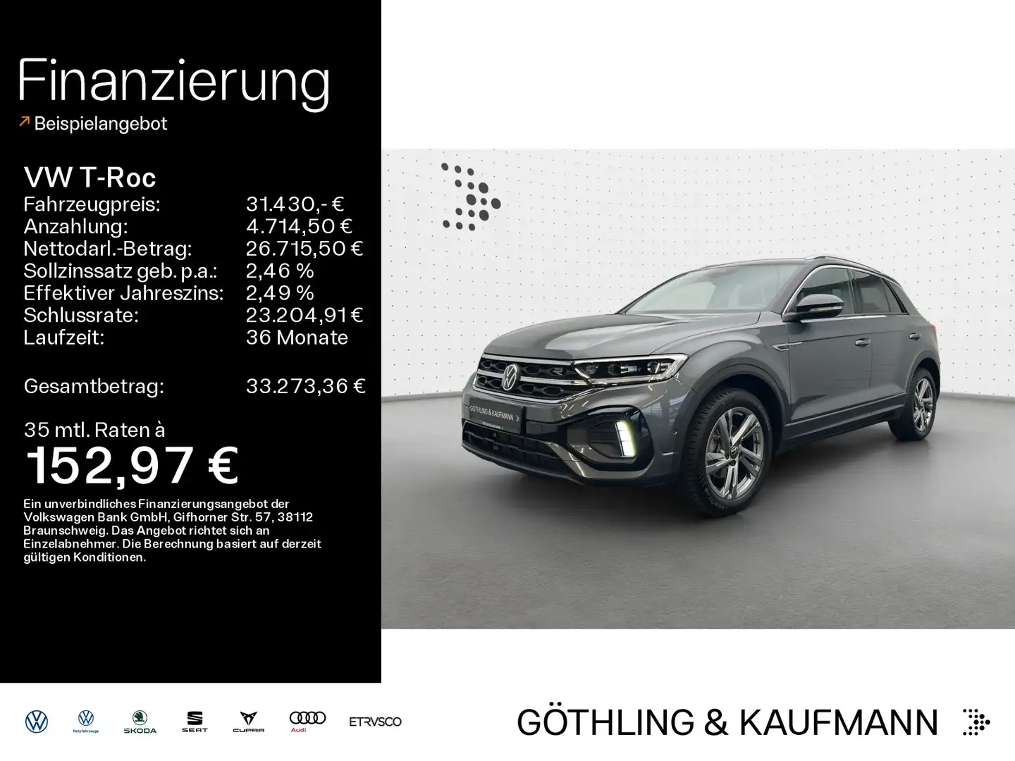 Volkswagen T-Roc R-Line 1.5 TSI DSG*NAVI*AHK*KAM*SHZ*17Zoll Grau - 1