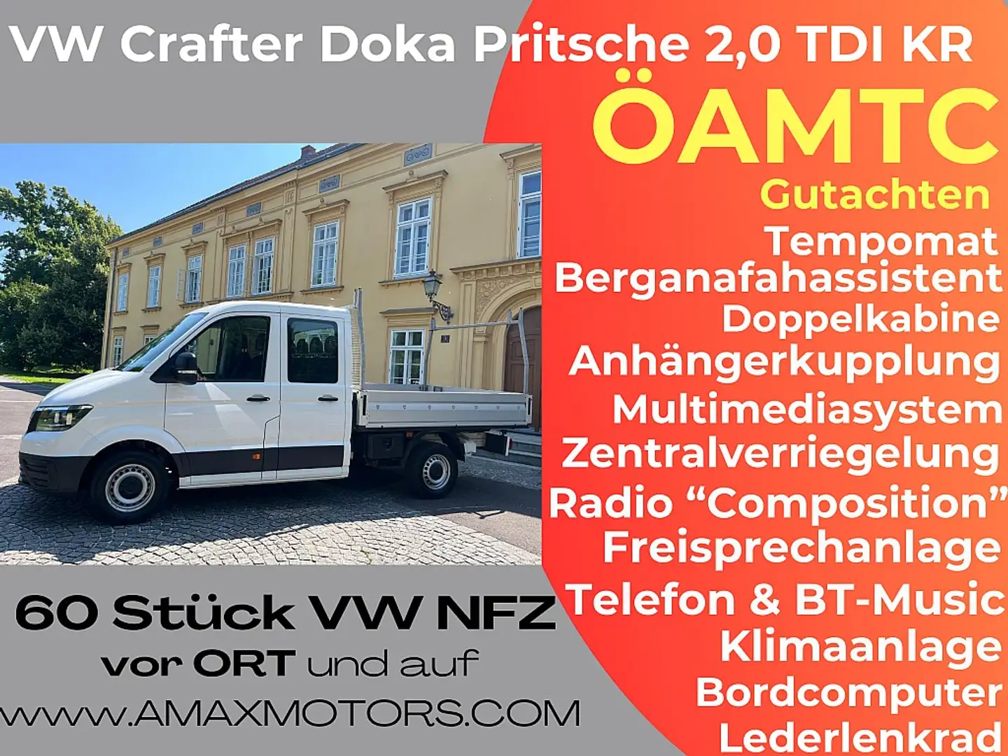 Volkswagen Crafter Crafter 35 DoKa Pritsche MR 4Motion Tempomat, K... Weiß - 1