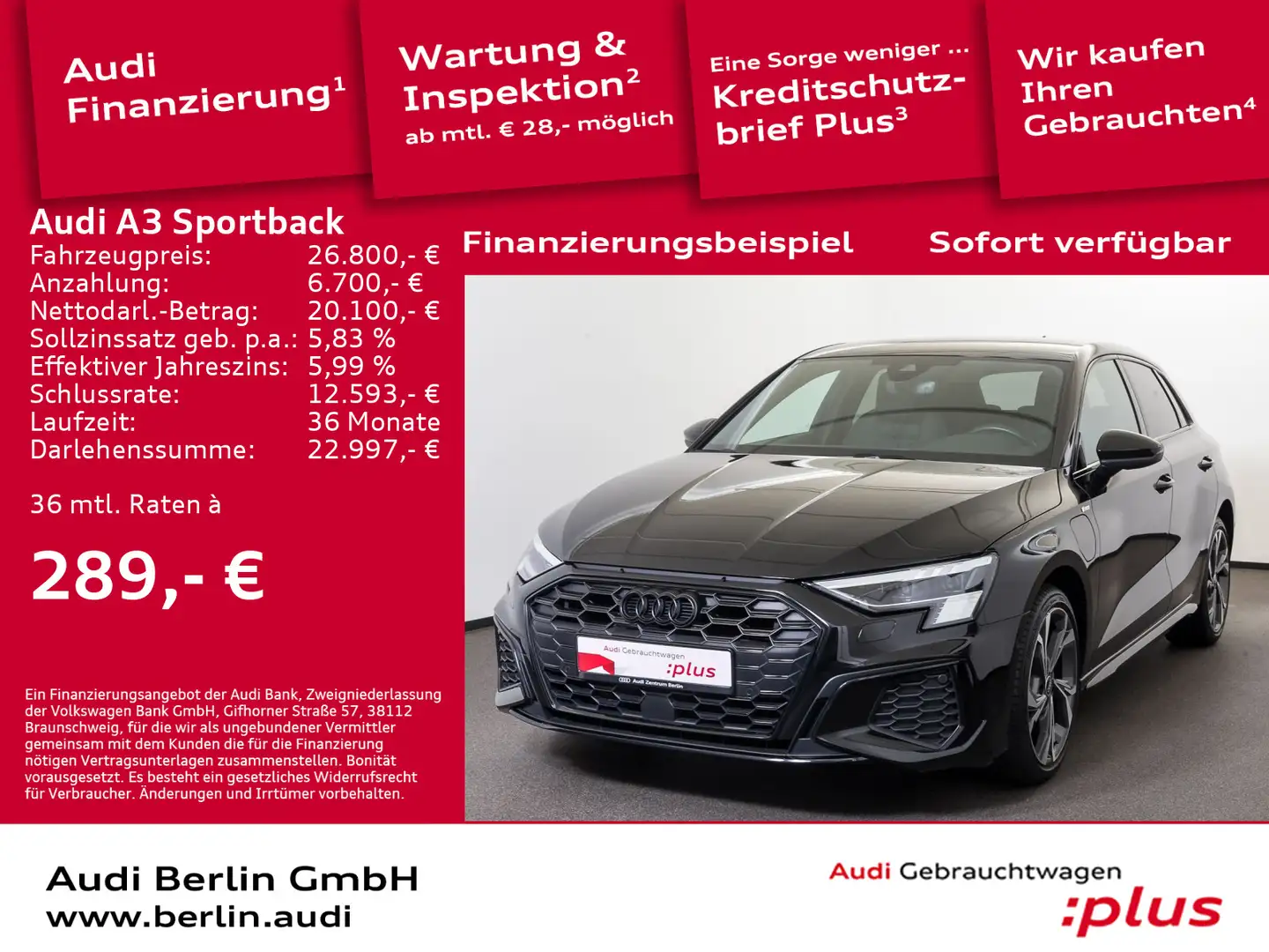 Audi A3 S line 45 TFSI e S tr. MATRIX NAVI Schwarz - 1
