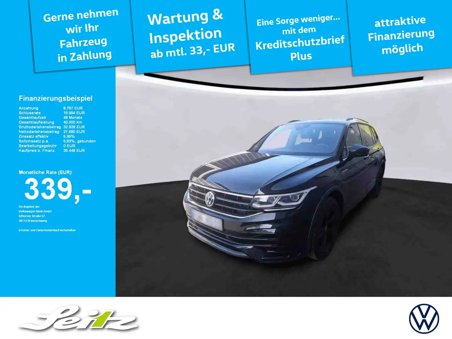 Volkswagen Tiguan Allspace 2.0 TDI 4M R-Line *AHK*MATRIX*KAMERA*NAVI* Schwarz - 1