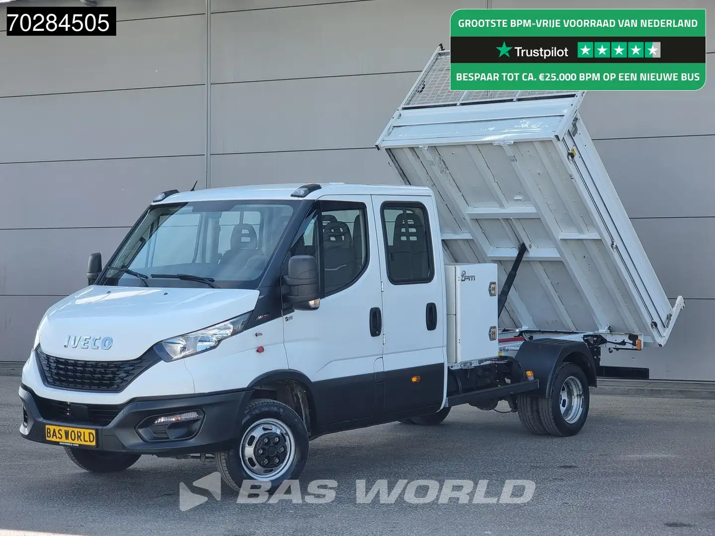 Iveco Daily 35C16 3.0L Kipper met Kist Dubbel Cabine Dubbelluc Wit - 1
