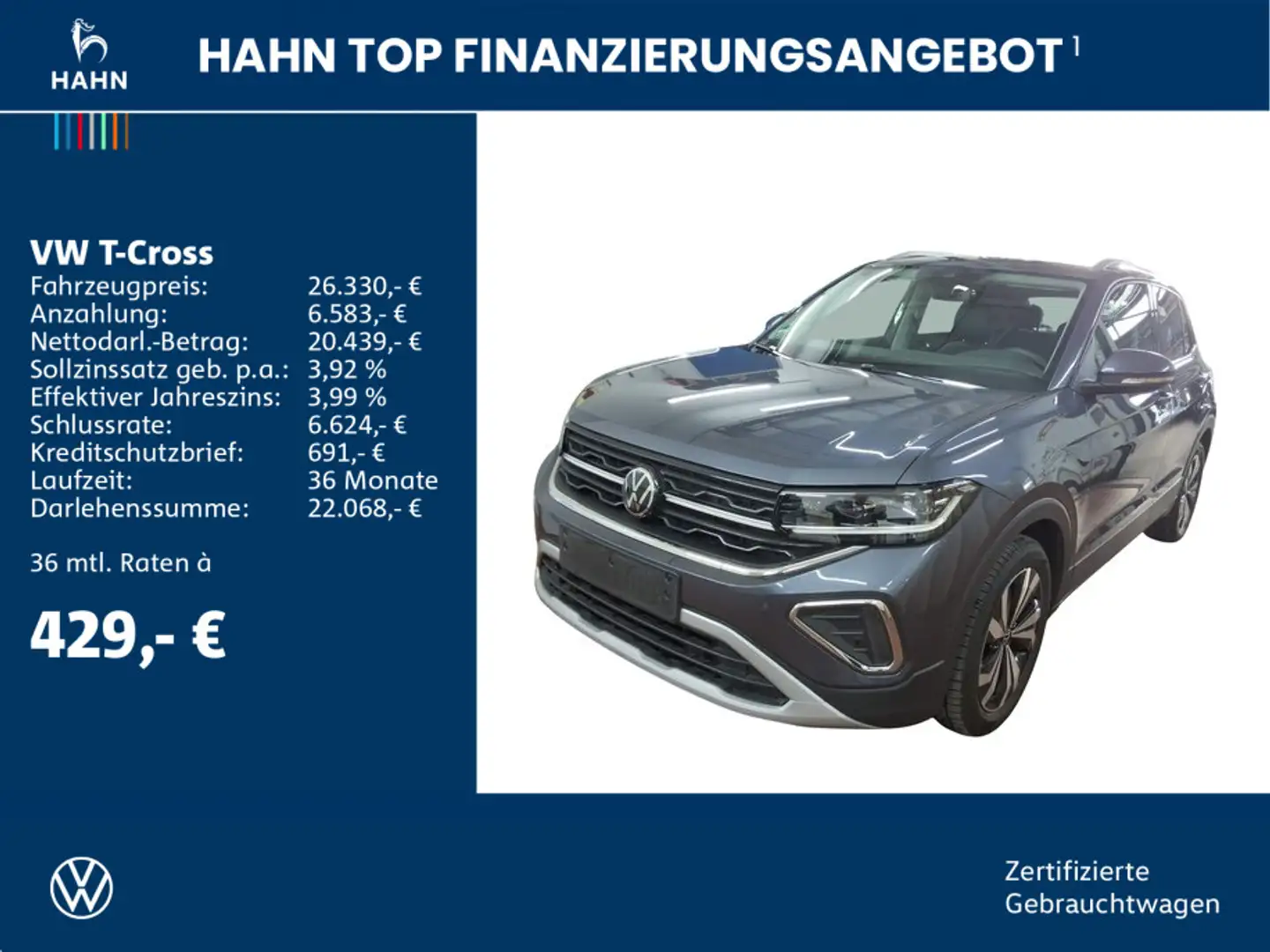 Volkswagen T-Cross 1.0TSI DSG Style Matrix Navi ACC CAM APP Grau - 2