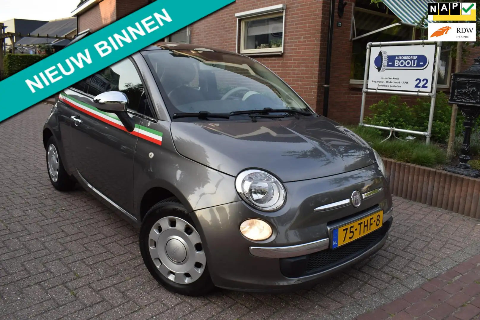 Fiat 500 1.2 Lounge AIRCO/BLUETOOTH/PANO/LEDER/USB/NL-AUTO Gris - 1