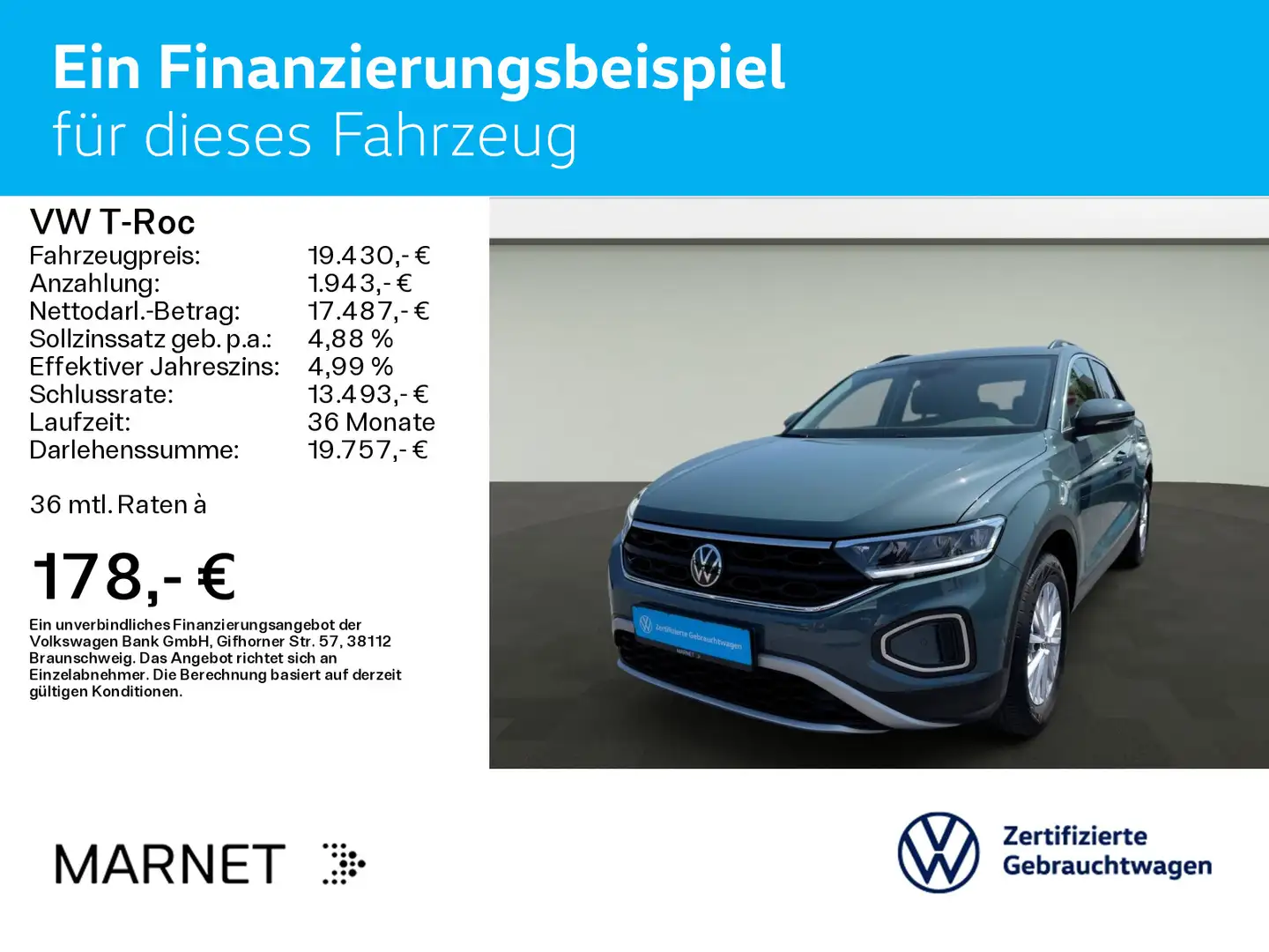 Volkswagen T-Roc 1.0 TSI Life *LED*SHZ*Digital*PDC* Blu/Azzurro - 2