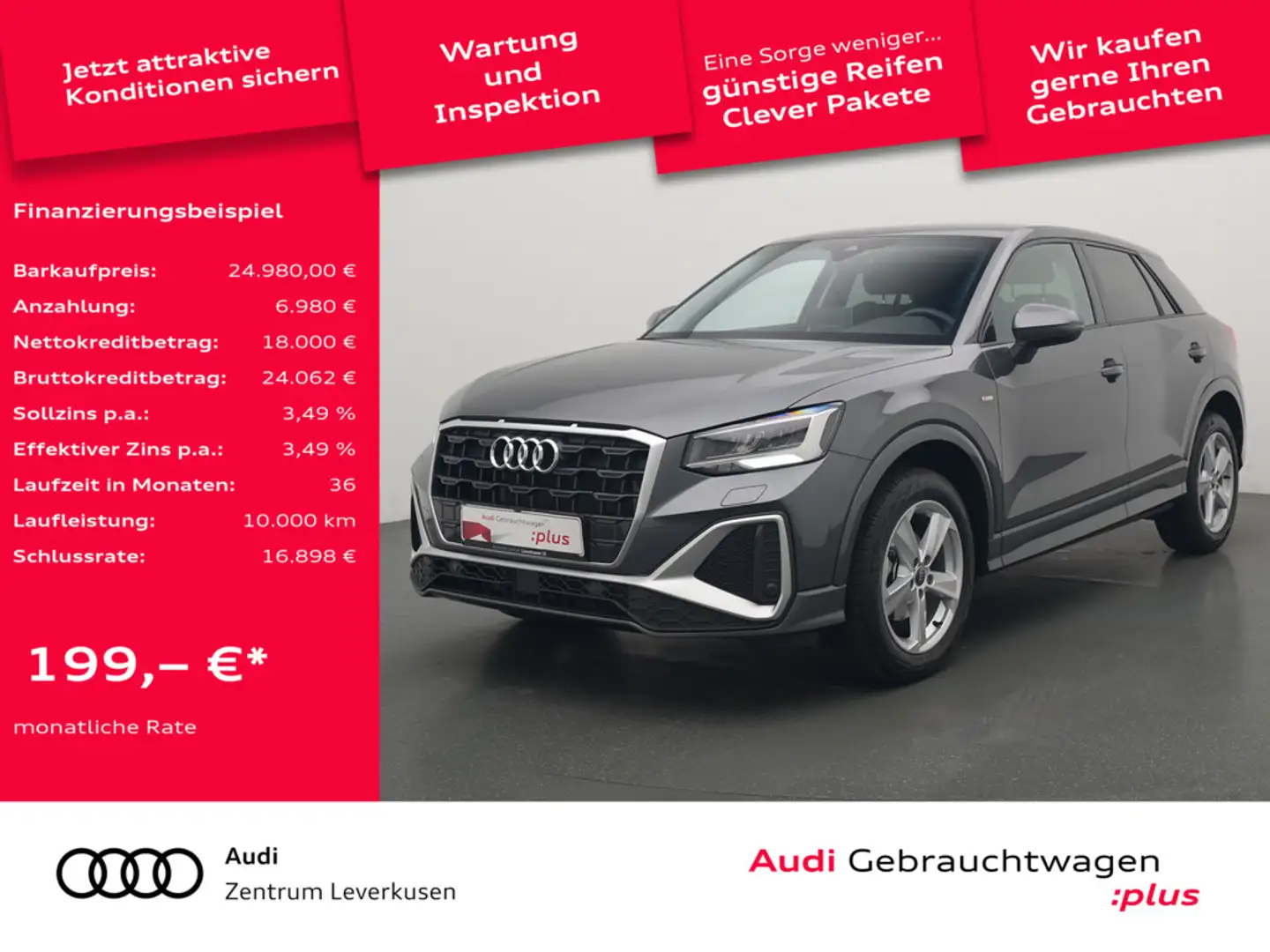 Audi Q2 S line AHK NAVI VIRT ACC CARPLAYLED SHZ PD Grau - 1