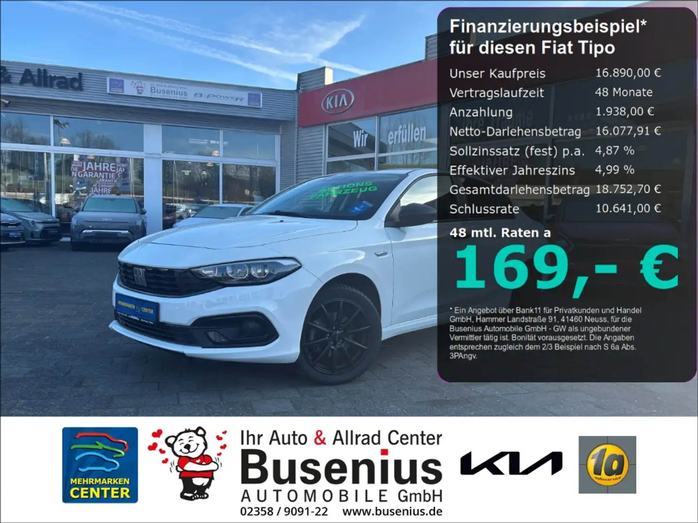 Fiat Tipo 1.0 TSI City Life+Android+DAB+LED+Klimaaut+LM Blanc - 1