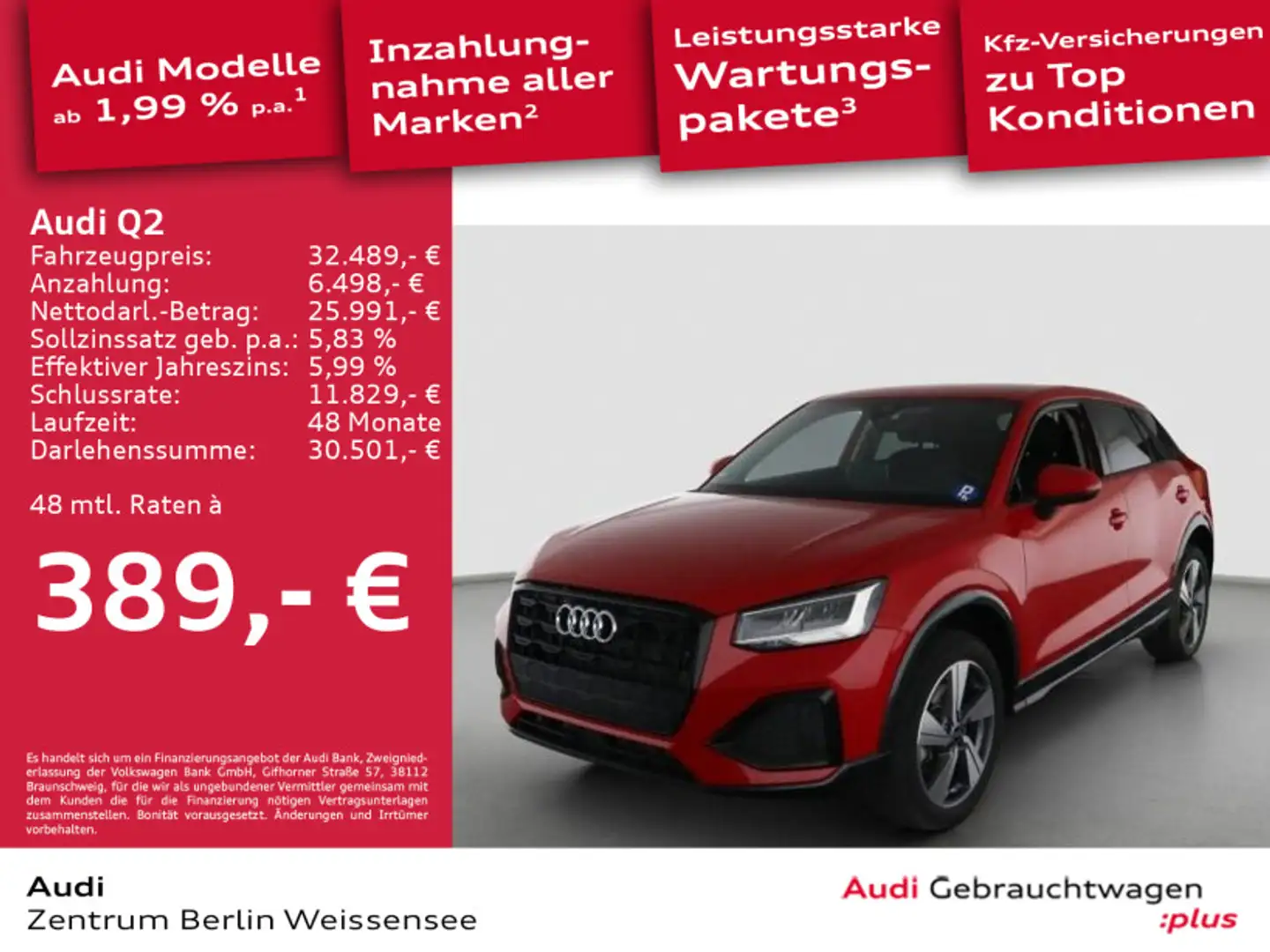 Audi Q2 35 TDI S-TRO**ADVANCED*LED*AHK*SHZ*GRA*DAB*** Rot - 1