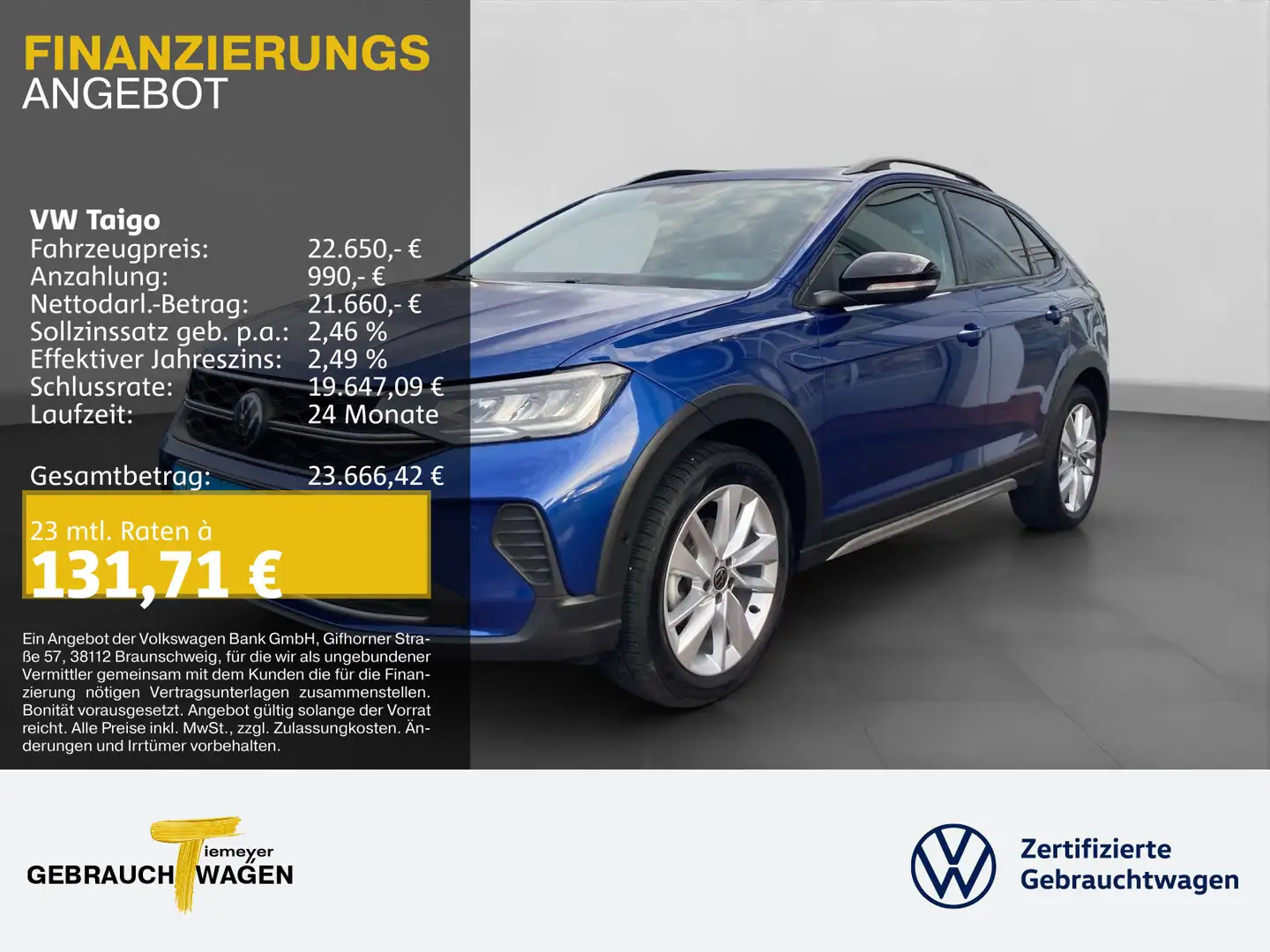 Volkswagen Taigo 1.0 TSI DSG GOAL+ LM17 NAVI ACC SITZHZG Blau - 1