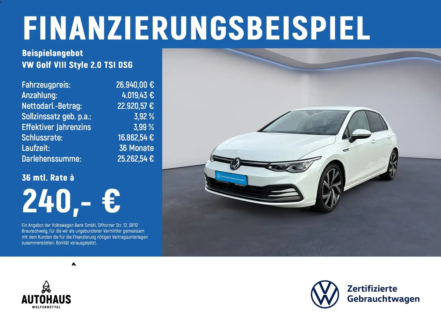 Volkswagen Golf VIII Style 2.0 TSI DSG AHK APP KAMERA NAV Blanc - 2