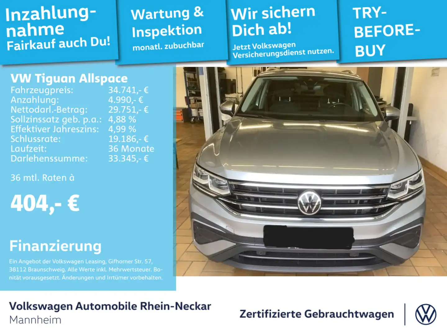 Volkswagen Tiguan Allspace 2.0 TDI Life 4Motion Pano AHK Na Silber - 1