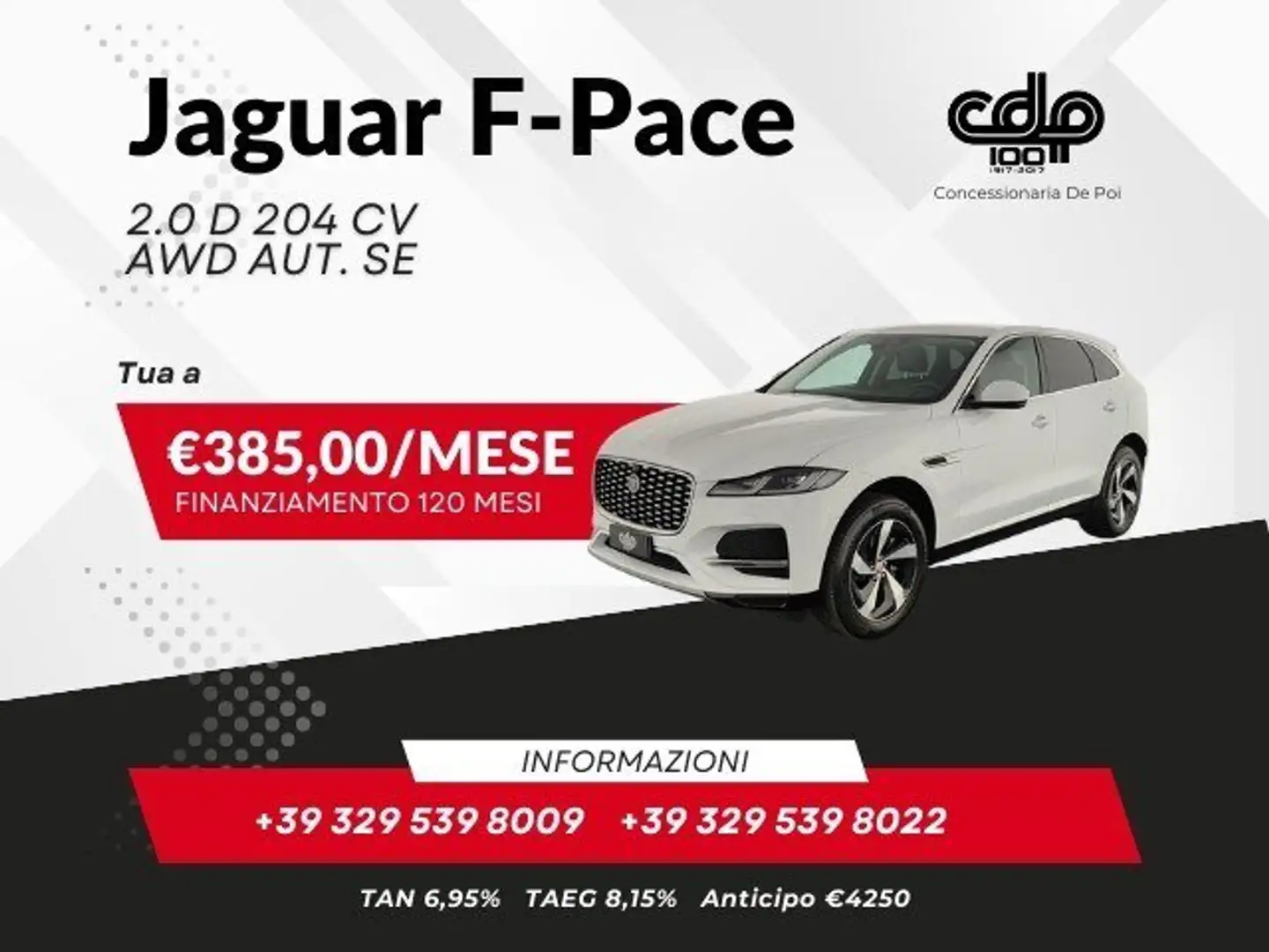 Jaguar F-Pace F-Pace 2.0 D 204 CV AWD aut. SE Bianco - 1