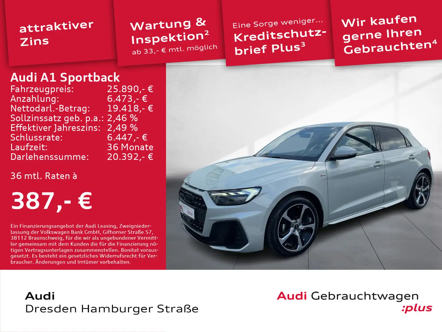 Audi A1 25 TFSI S line LED Navi S tronic Silber - 1