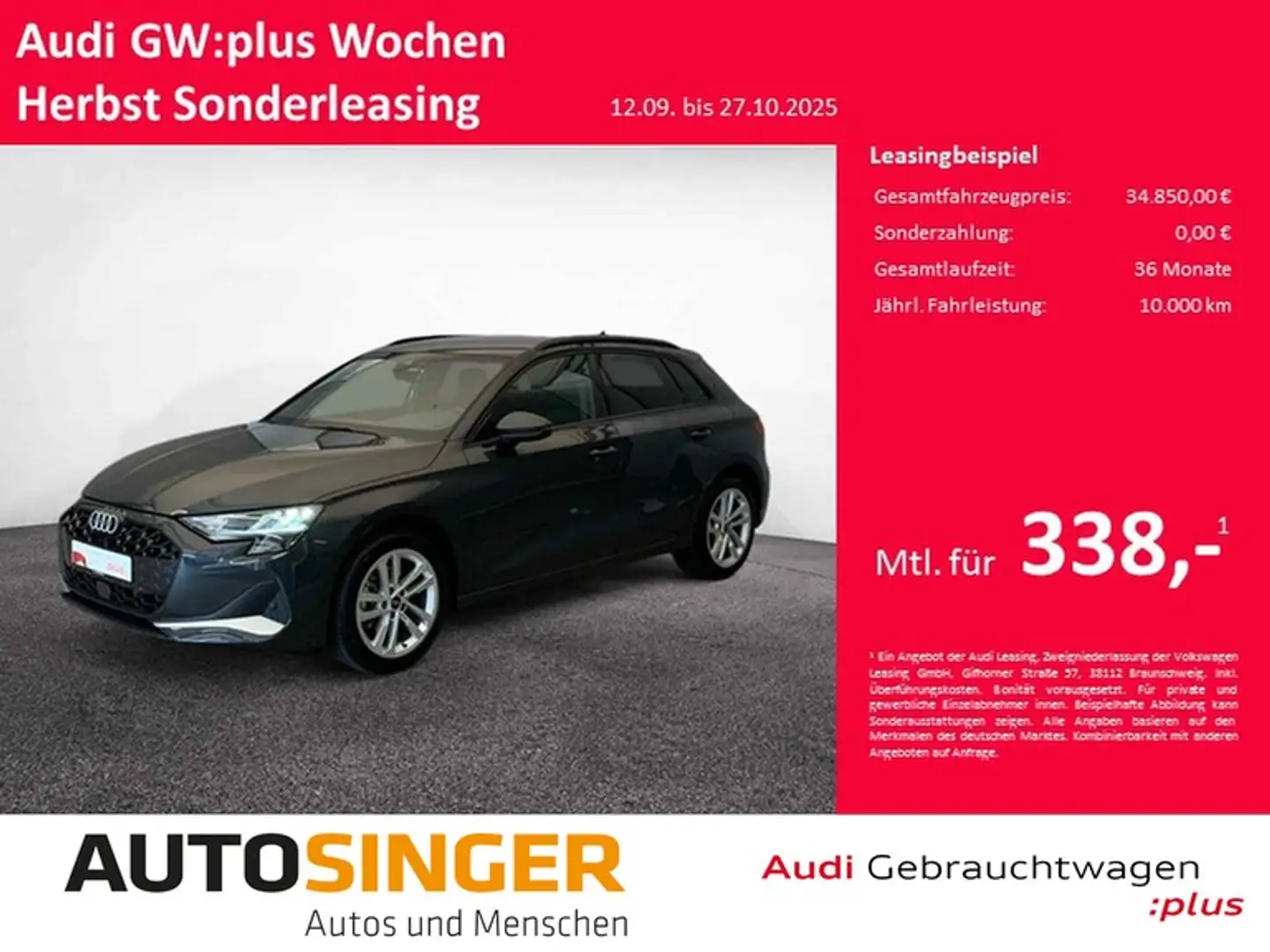 Audi A3 Sportback advanced 35 TFSI *NAV*AHK*ACC*R-CAM Grau - 1