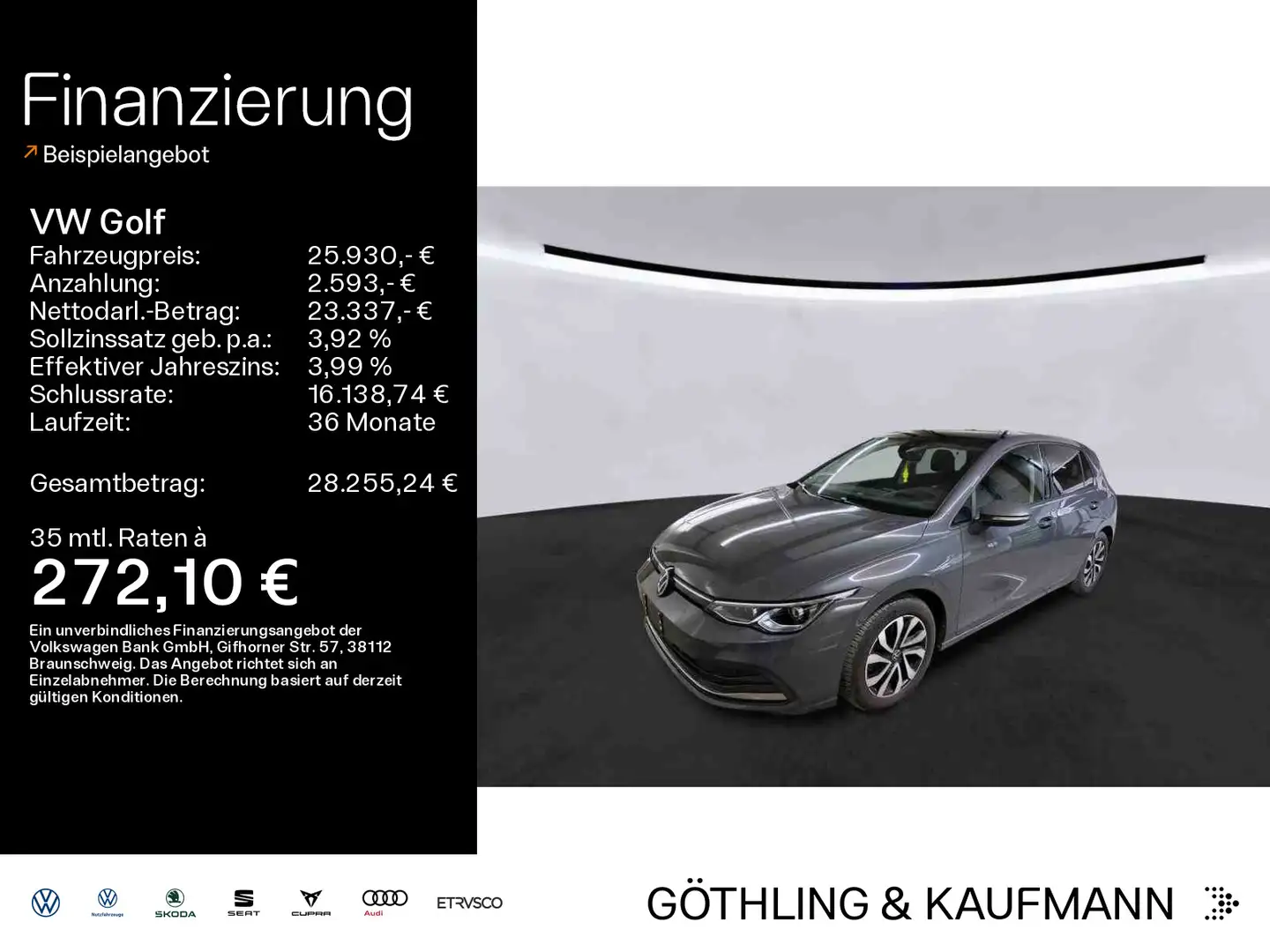 Volkswagen Golf ACTIVE 2.0TDI DSG*NAVI*PANO*AHK*KAM*HUD*AC Grijs - 1