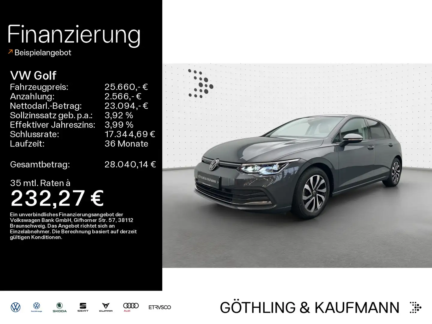 Volkswagen Golf ACTIVE 2.0TDI DSG*NAVI*PANO*AHK*KAM*HUD*AC Grau - 1