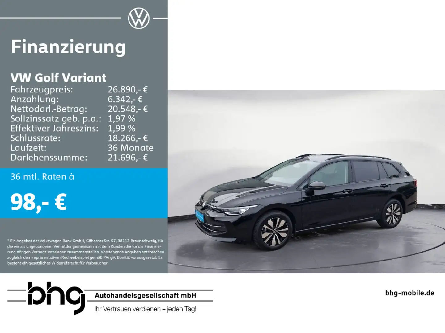 Volkswagen Golf Variant 1.5 TSI Goal, AHK, LED, Rückfahrkam Schwarz - 1