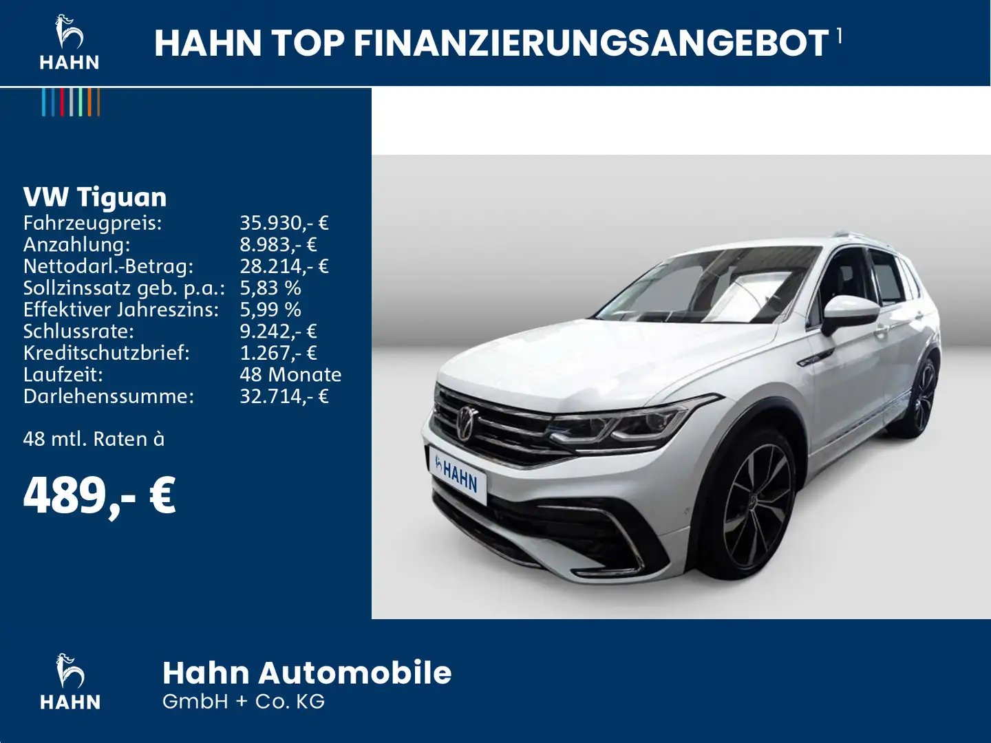 Volkswagen Tiguan 2.0TDI R-Line 4M DSG AHK Cam Navi ACC Weiß - 2