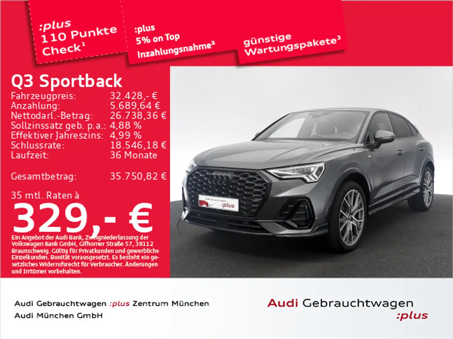 Audi Q3 45 TFSI e S tronic S line ACC/Virtu Grau - 1