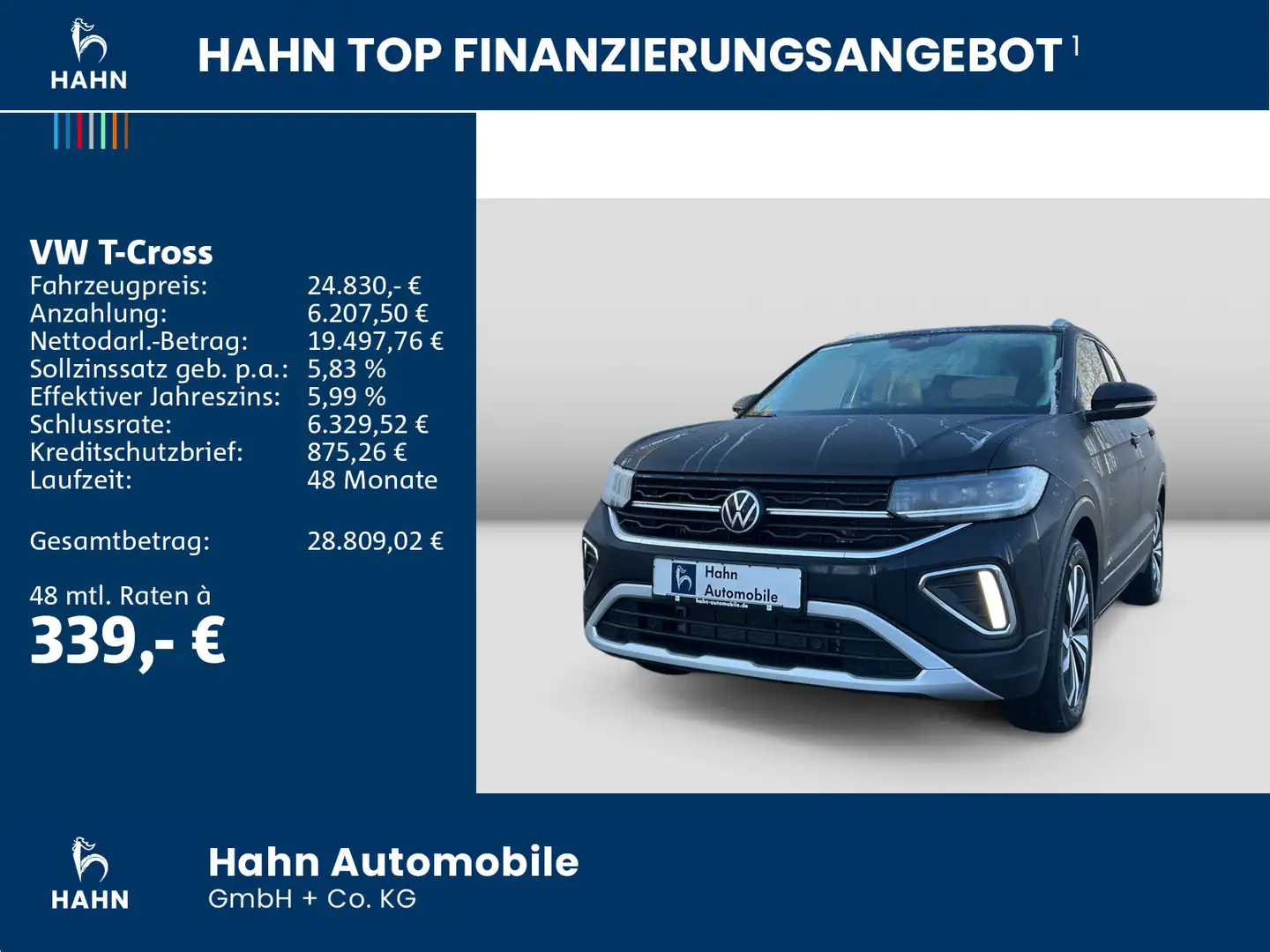 Volkswagen T-Cross 1.0TSI Style Navi Matrix CAM Sitzh App Noir - 2