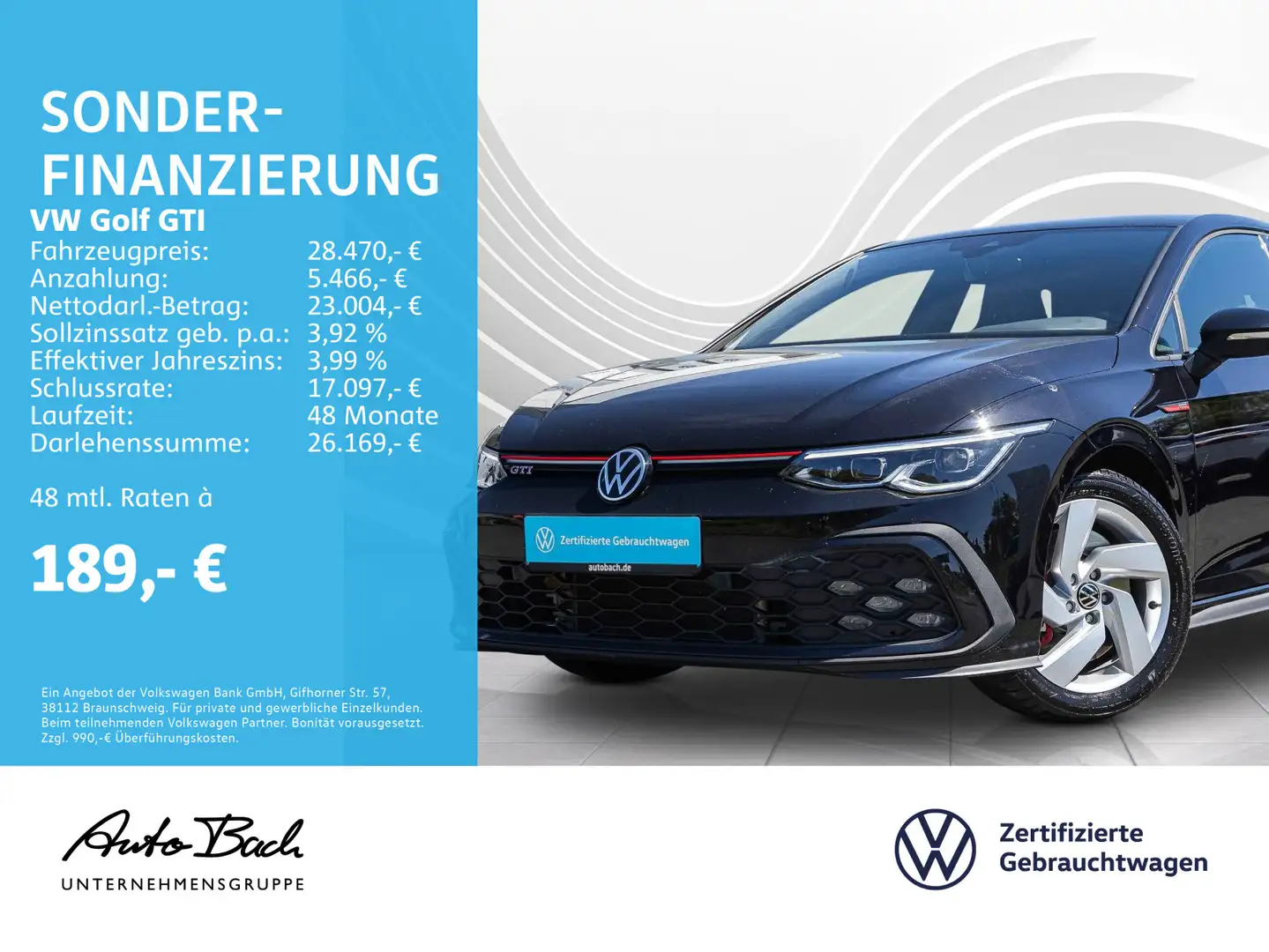 Volkswagen Golf GTI Golf VIII GTI 2.0 TSI DSG, Navi, LED, Rückfahrka Noir - 1