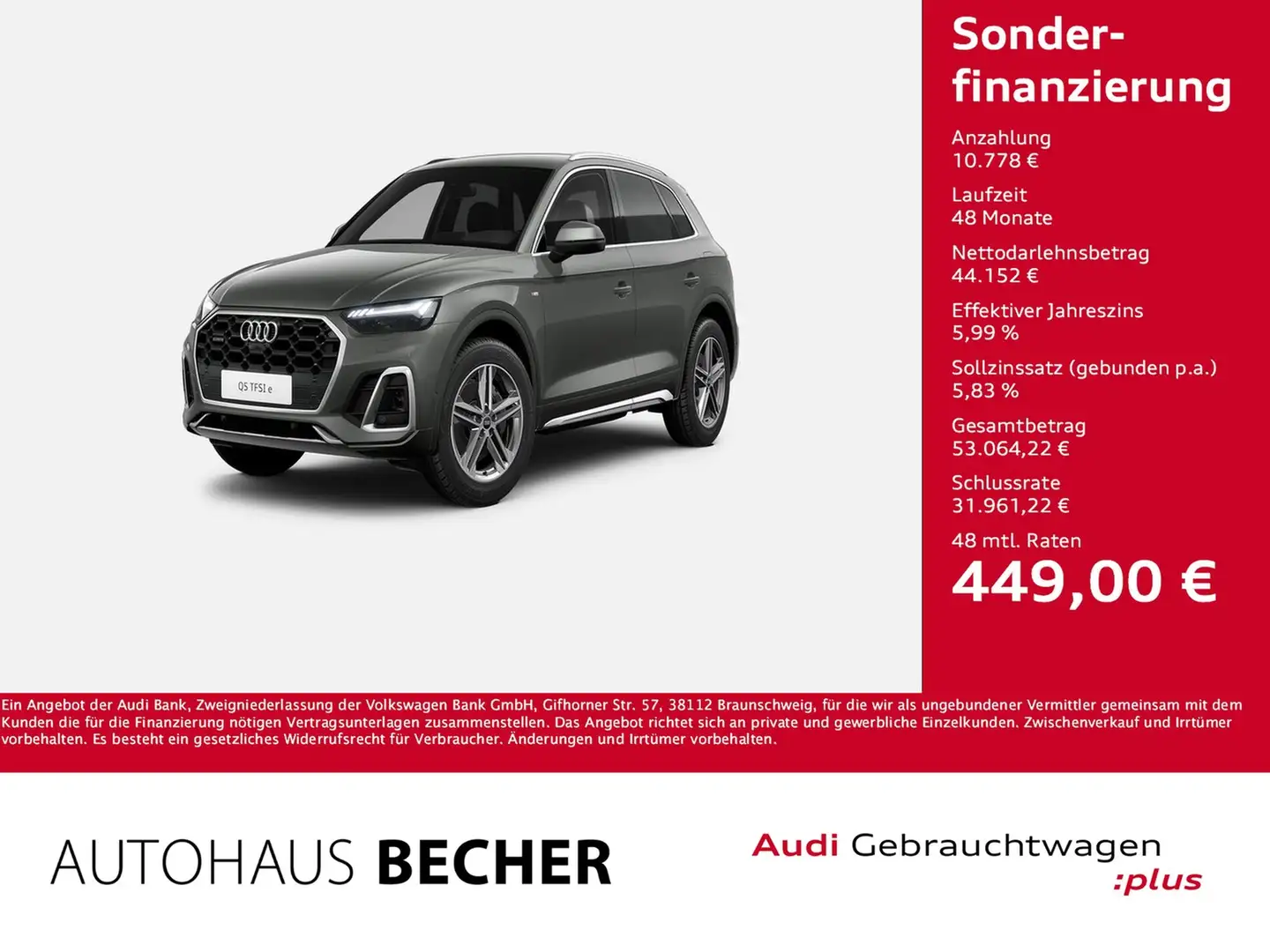 Audi Q5 S line 50 TFSIe quattro S tronic /AHK/Navi Grau - 1