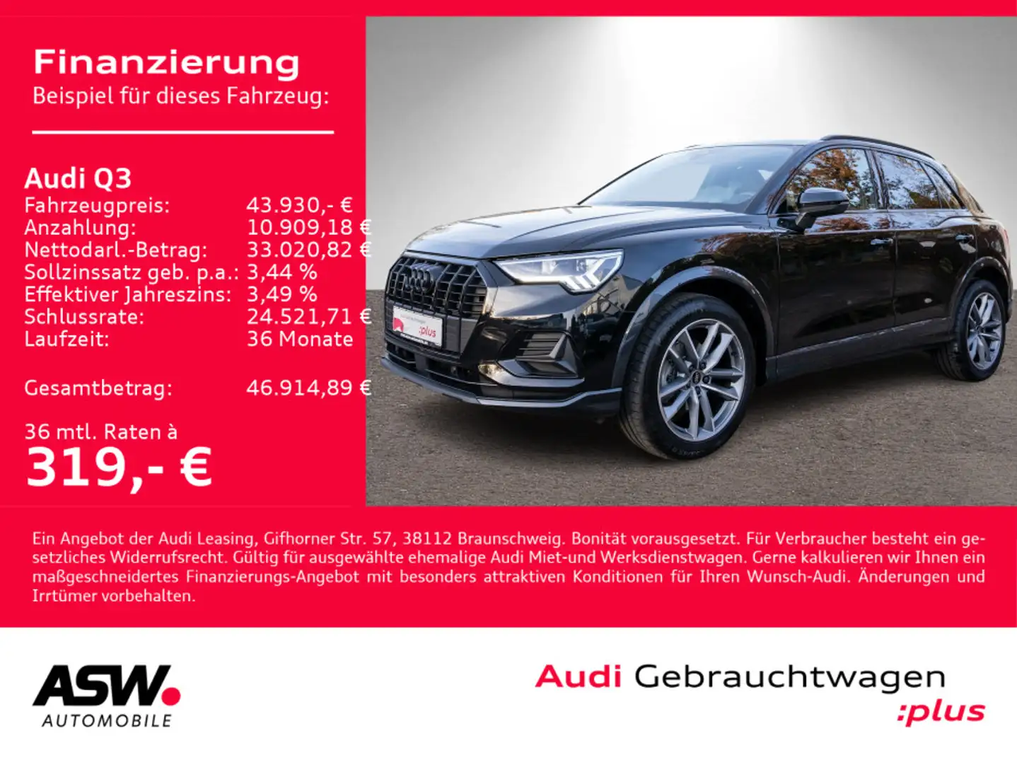 Audi Q3 SUV S line 35TFSI Stroni NAVI LED AHK RFK PDC Schwarz - 1