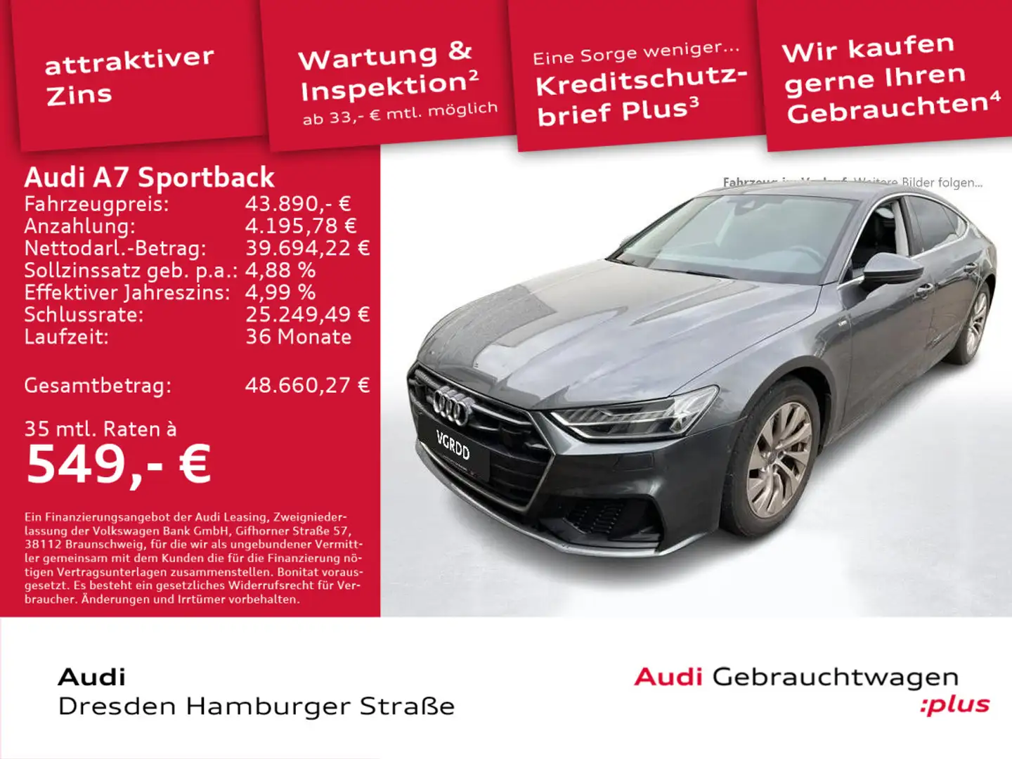 Audi A7 40 TDI quattro S line Matrix Navi Grau - 1