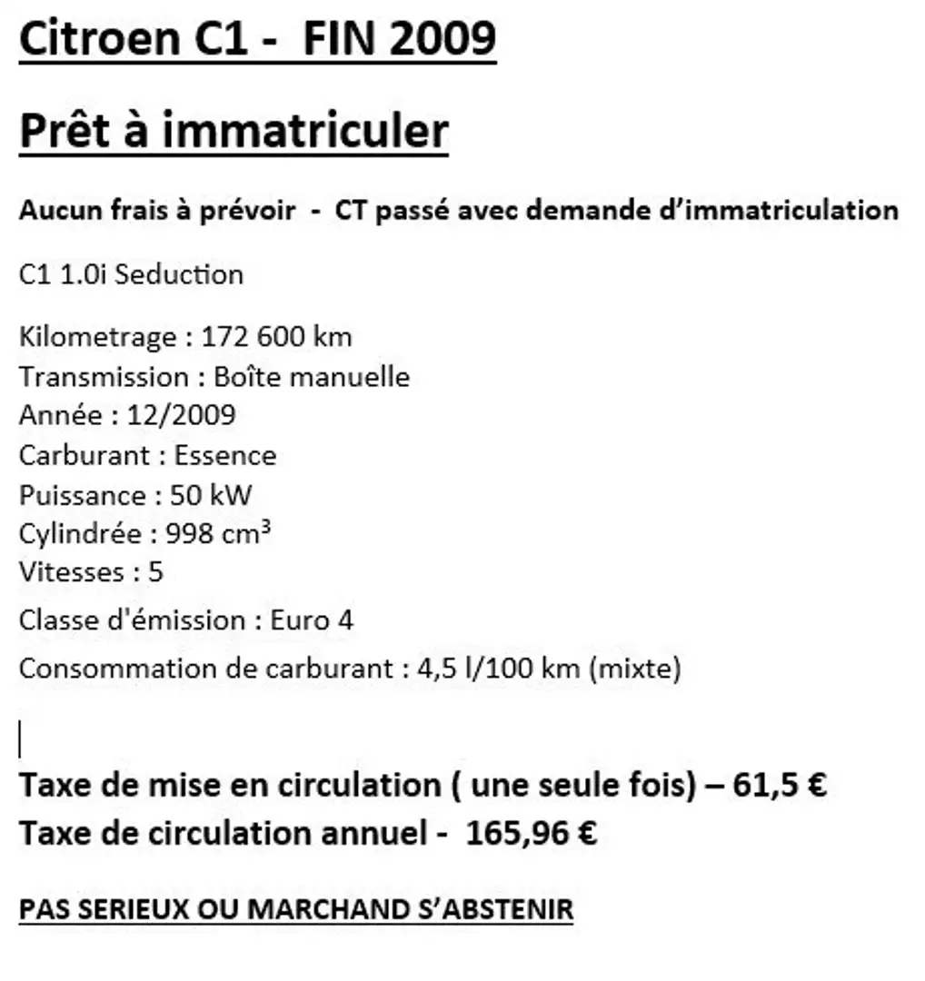 Citroen C1 Prêt à Immatriculer Blauw - 2