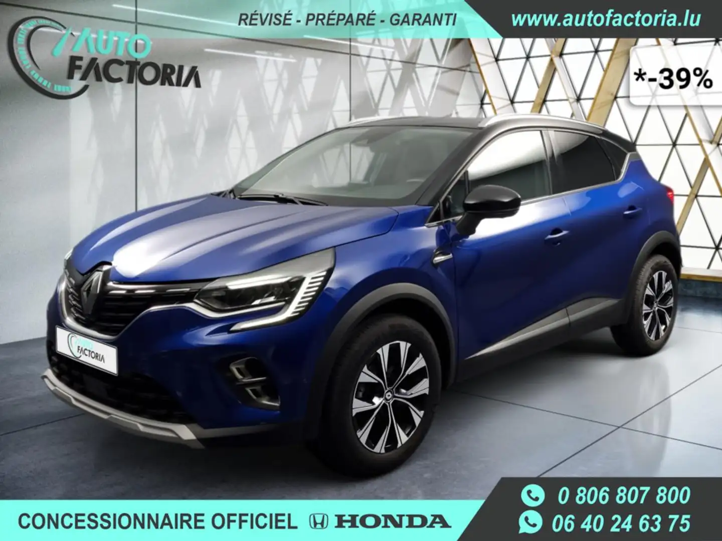 Renault Captur -39% 1.0 TCE 90cv +GPS+CAM360+LED+Options Bleu - 1