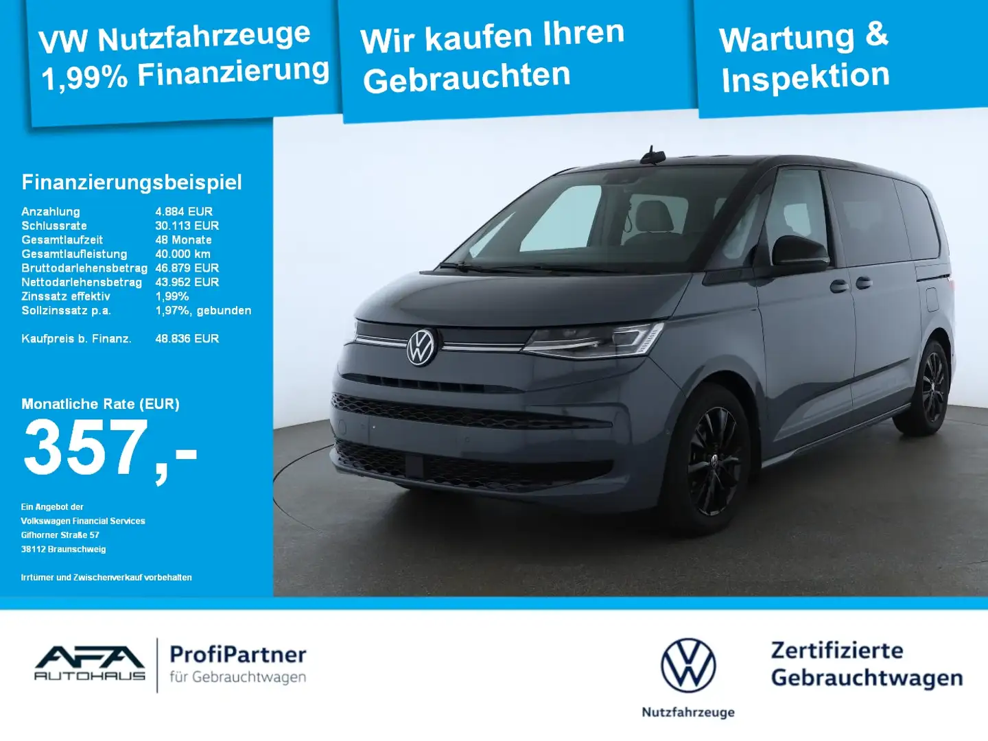 Volkswagen T7 Multivan 2.0 TDI Edition DSG AHK*Matrix*DCC Grijs - 1